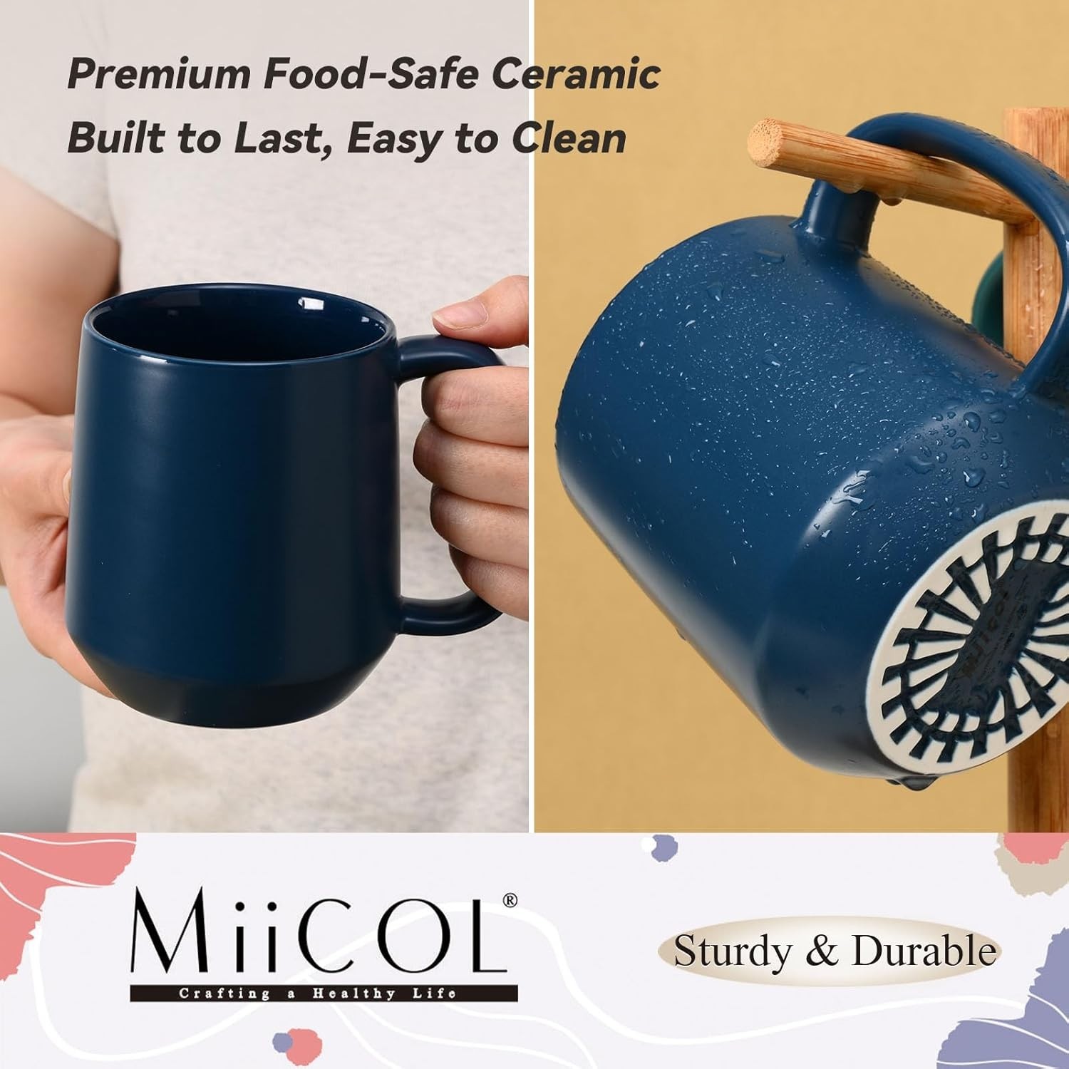 Ceramic Coffee Mug, 16 oz Large Coffee Cup, Tea Mug with Handle, Flat Bottom …
