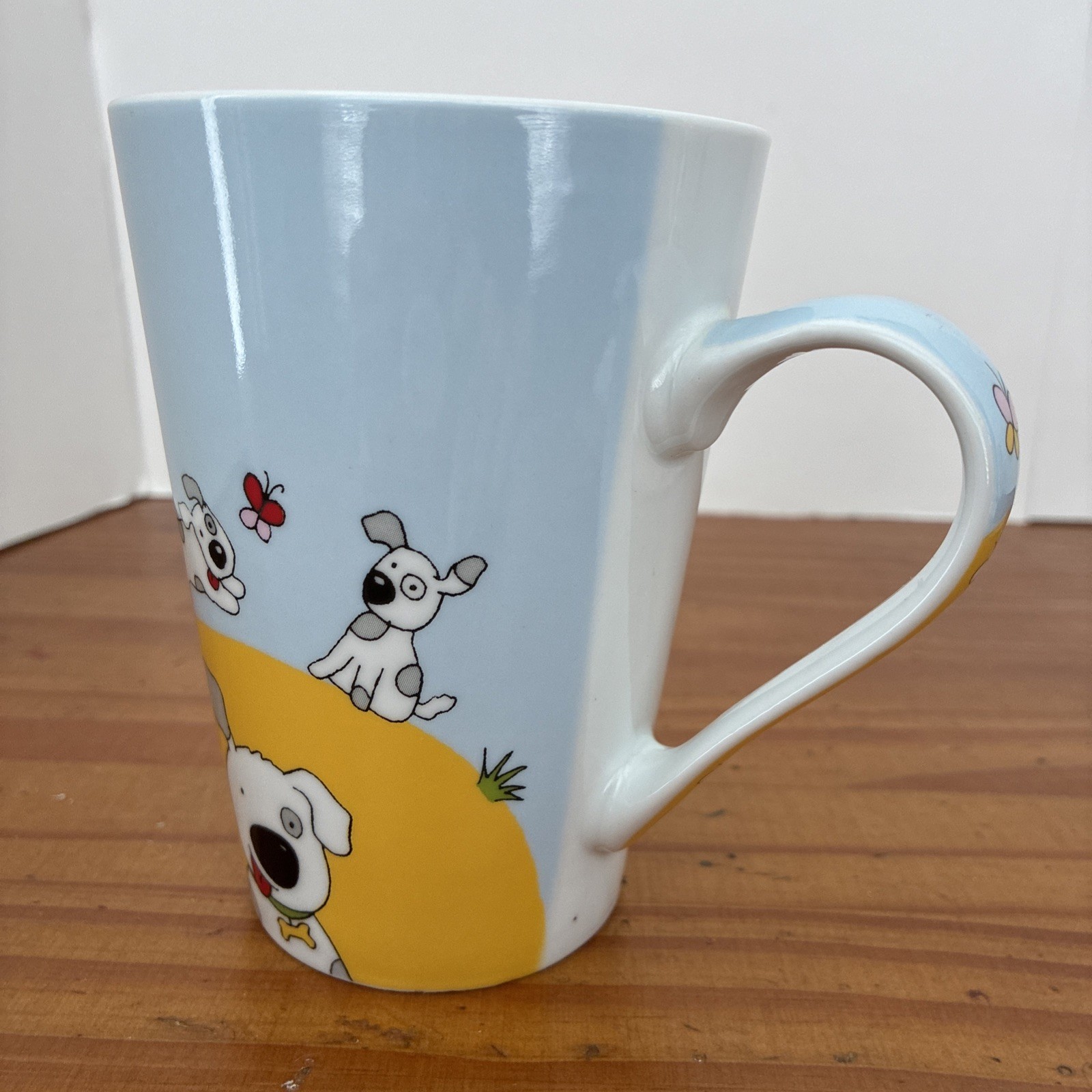 Konitz Germany Globetrotter Happy Dog Mug Puppy Coffee Tea Cup 14oz Butterflies