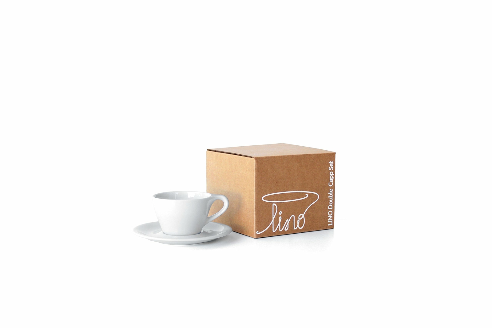 notNeutral LINO 3 oz Porcelain Espresso Cups with Saucers | Set of 2 (White)