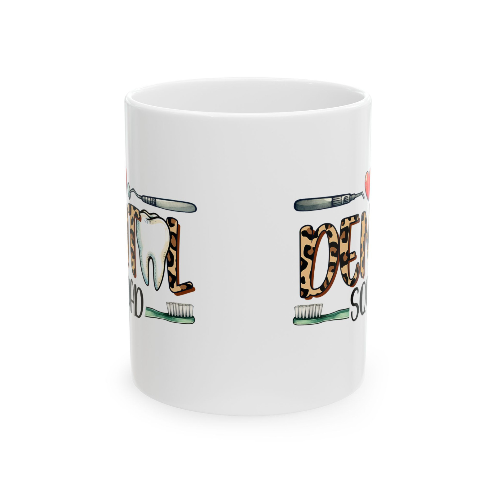 Dental Squad Coffee Mug Leopard Print Tooth Dentist Hygienist Assistant Gift Cup