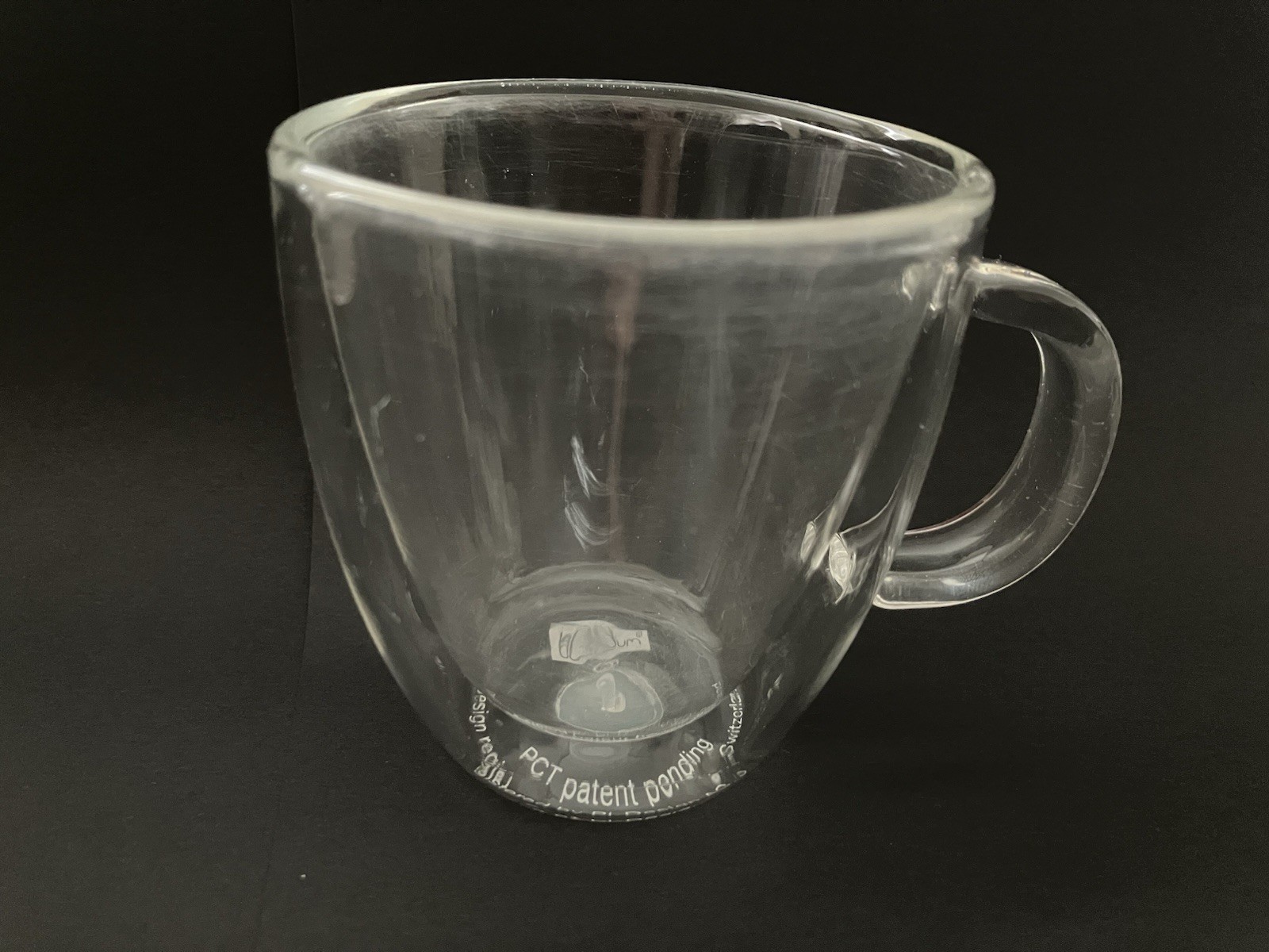 1 Bodum Bistro Coffee Mug 5 Ounce Clear Double Wall Mug Cup 3.25”H 3”dm EUC