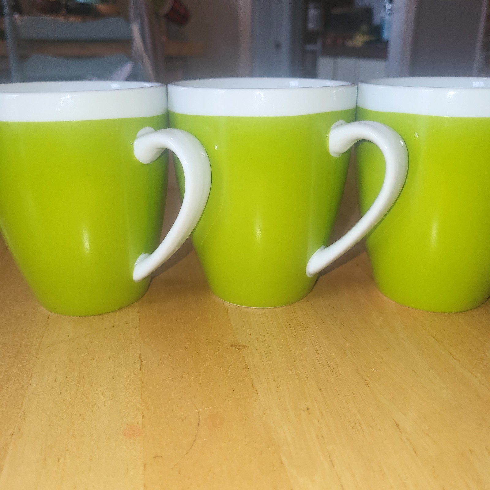 Crate & Barrel Porcelain Coffee Mug Set Hampton Green Solid Color 3-Piece