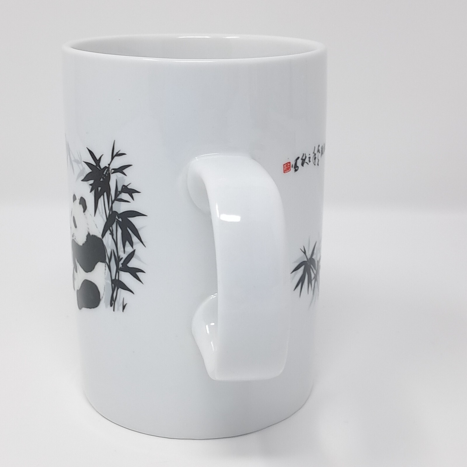 Panda Coffee Mug White Ceramic Cup embossed CFI 12 fluid ounces
