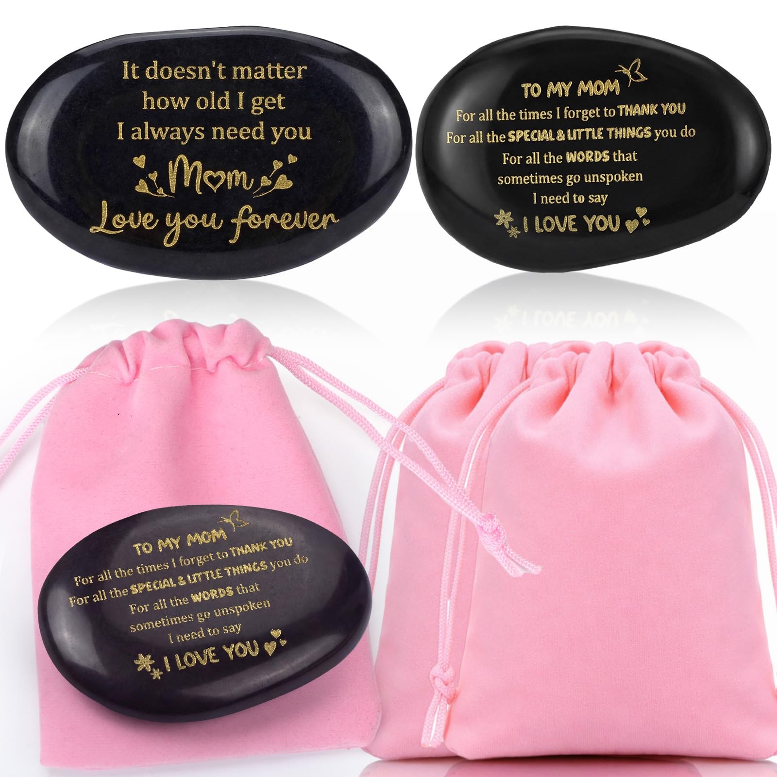 Mothers Day Decorative Stones Gift Set I Love You Mom Presents 3.15 Inch