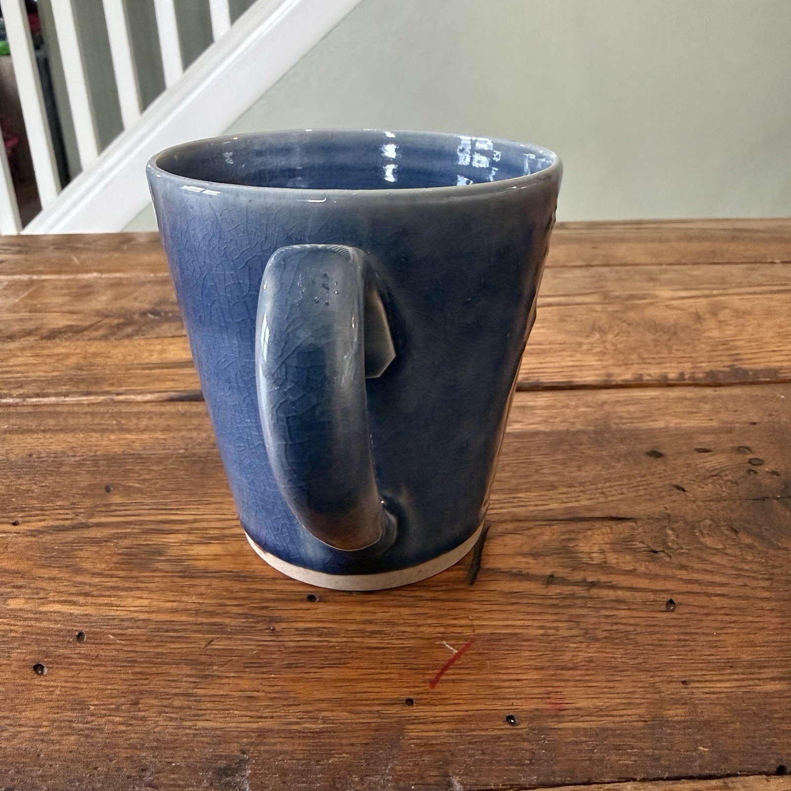Thailand Blue Lion Coffee/tea Mug – Handcrafted Crackle Glaze Artist Signed