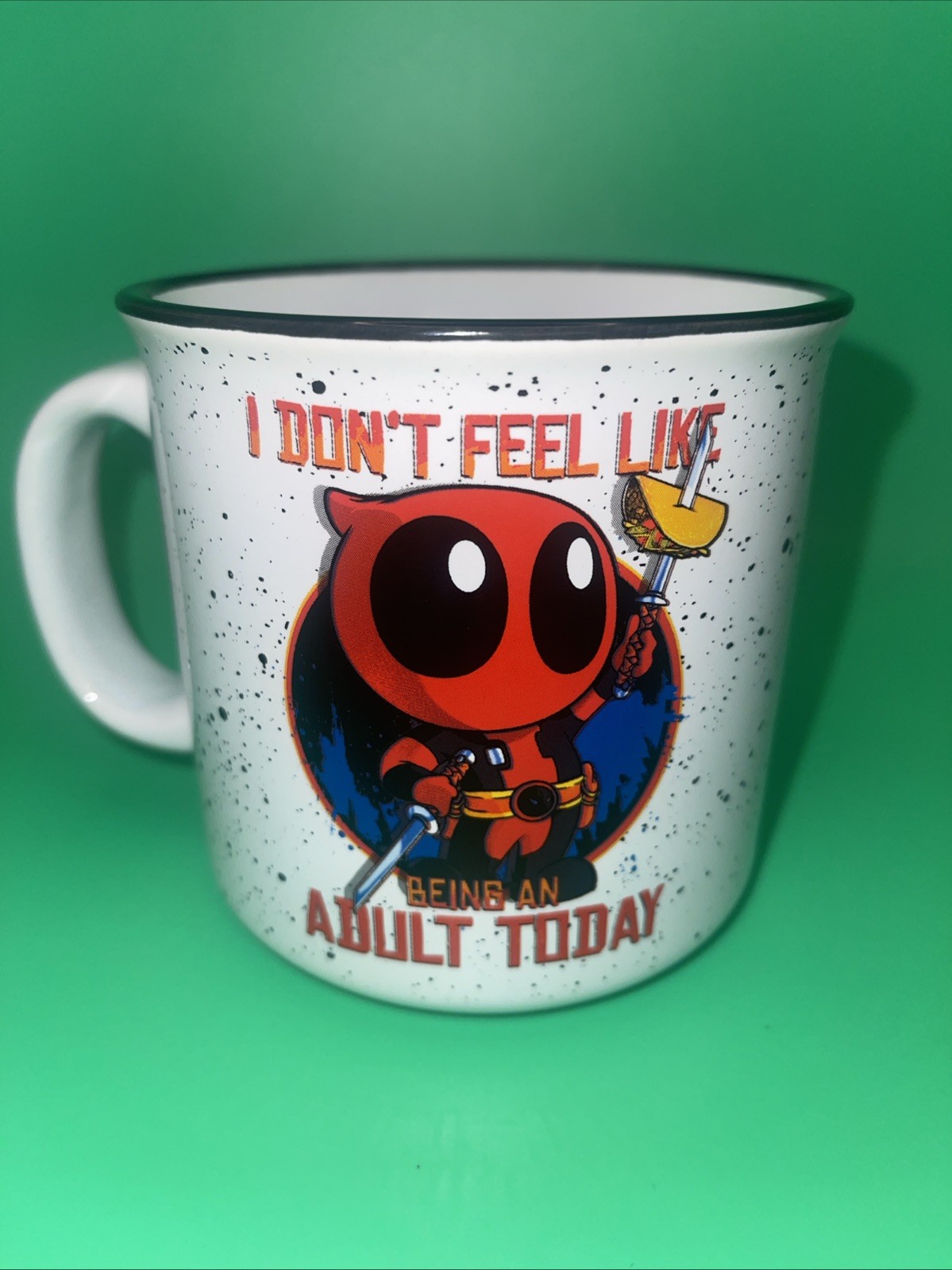 Marvel Deadpool “Don’t Feel Like An Adult Today” Ceramic Camper Mug | 20 Ounces