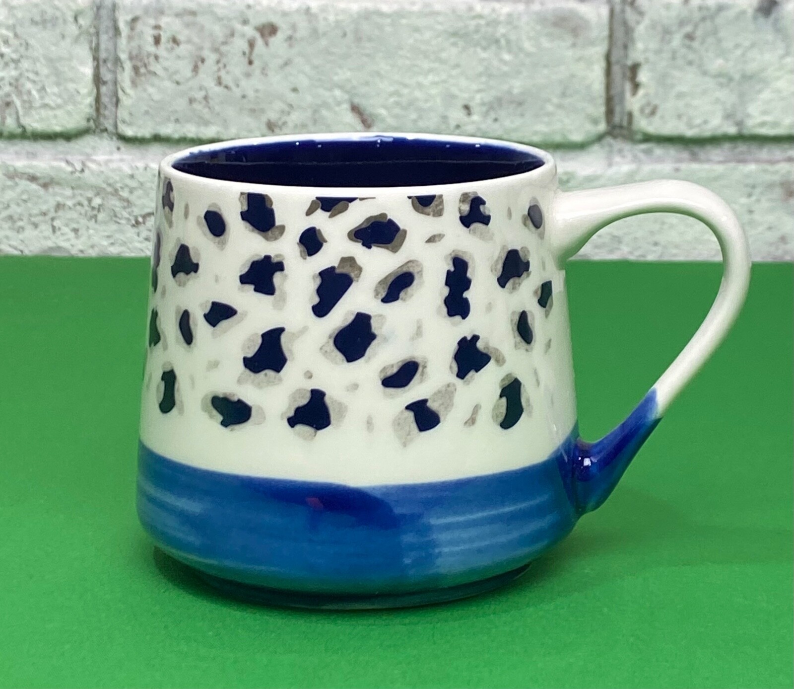 Sheffield Home Ceramic Cobalt Blue Leopard Print Coffee Mug 16 oz Hot Coco Cup