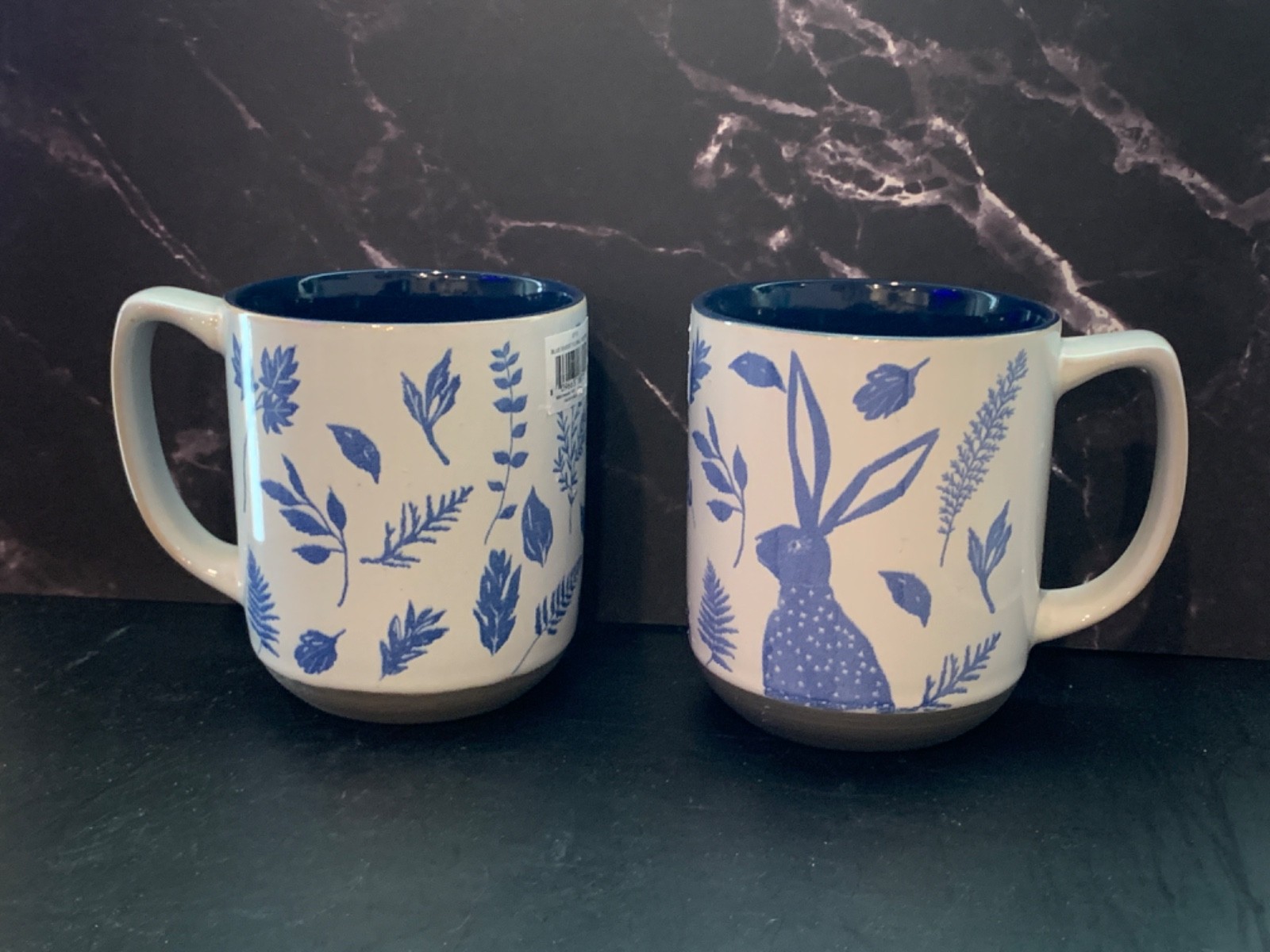 NEW I Love it Mugs Set of 2 – Bunny Flowers Handpainted, Sturdy, Gorgeous