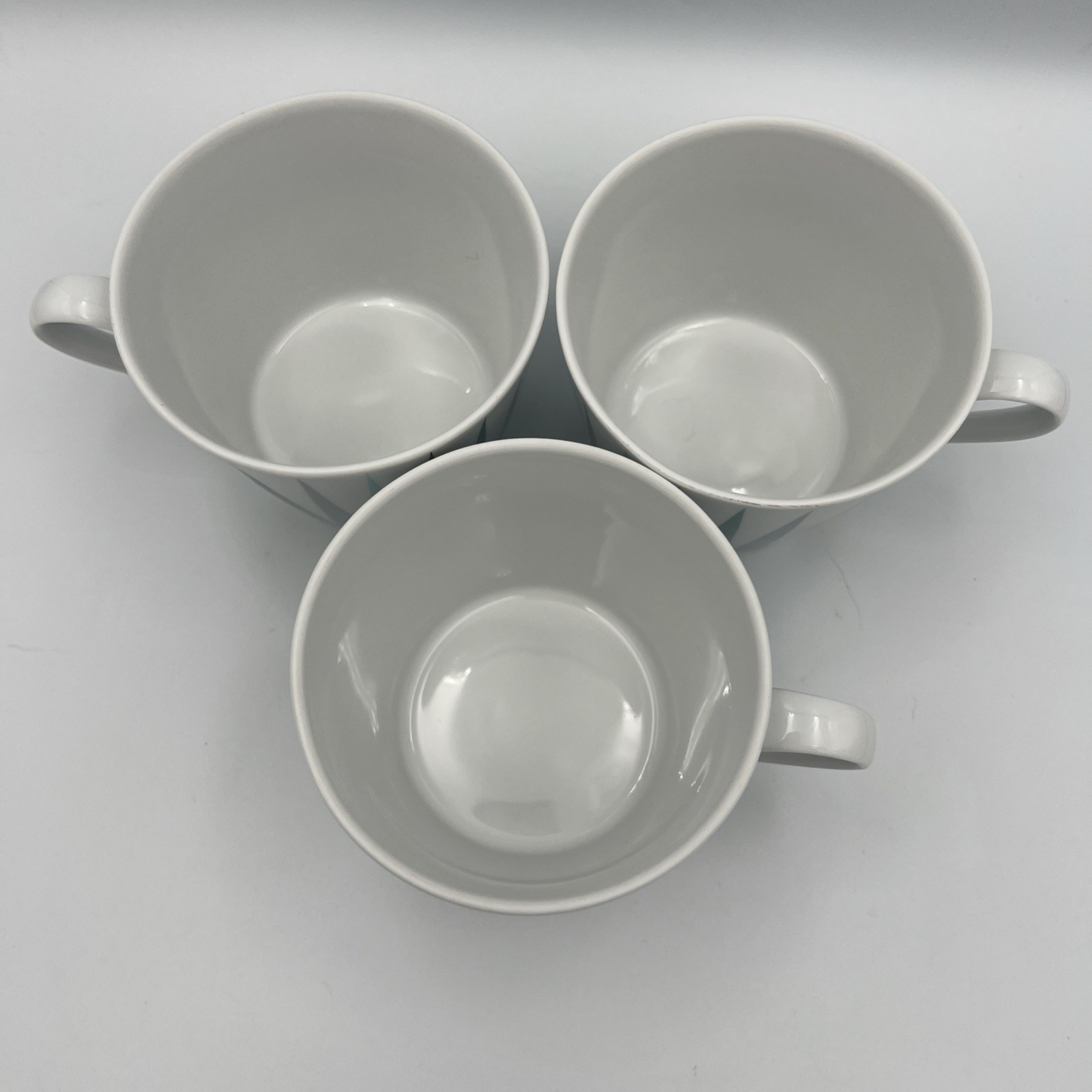 ☕️ IKEA Brakig 12 oz Porcelain Mugs Modern Navy Gray Teal Triangles Set of 3