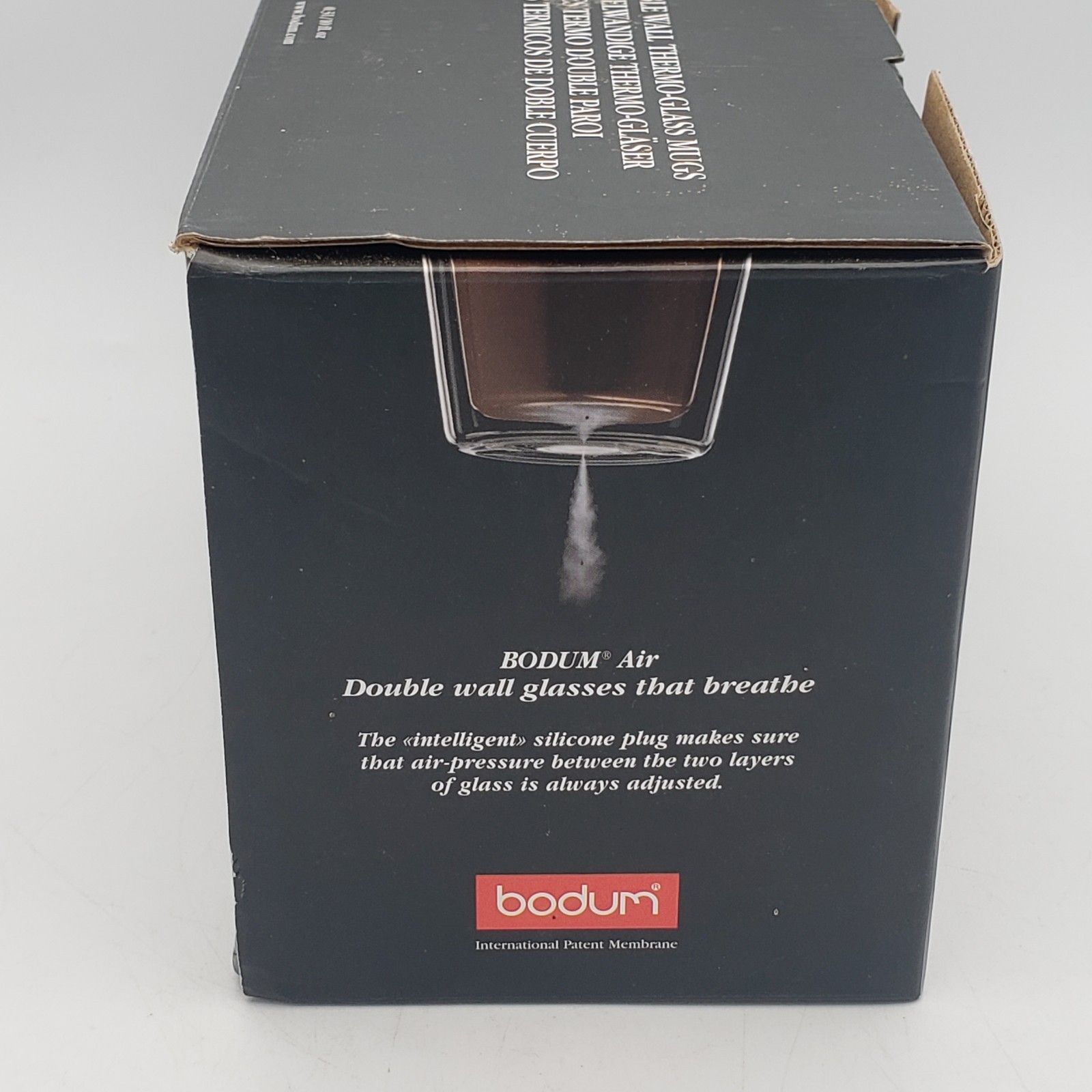 2 Bodum Bistro 10oz Coffee Mugs Set w Box Double-Wall Insulated Clear Glass EUC