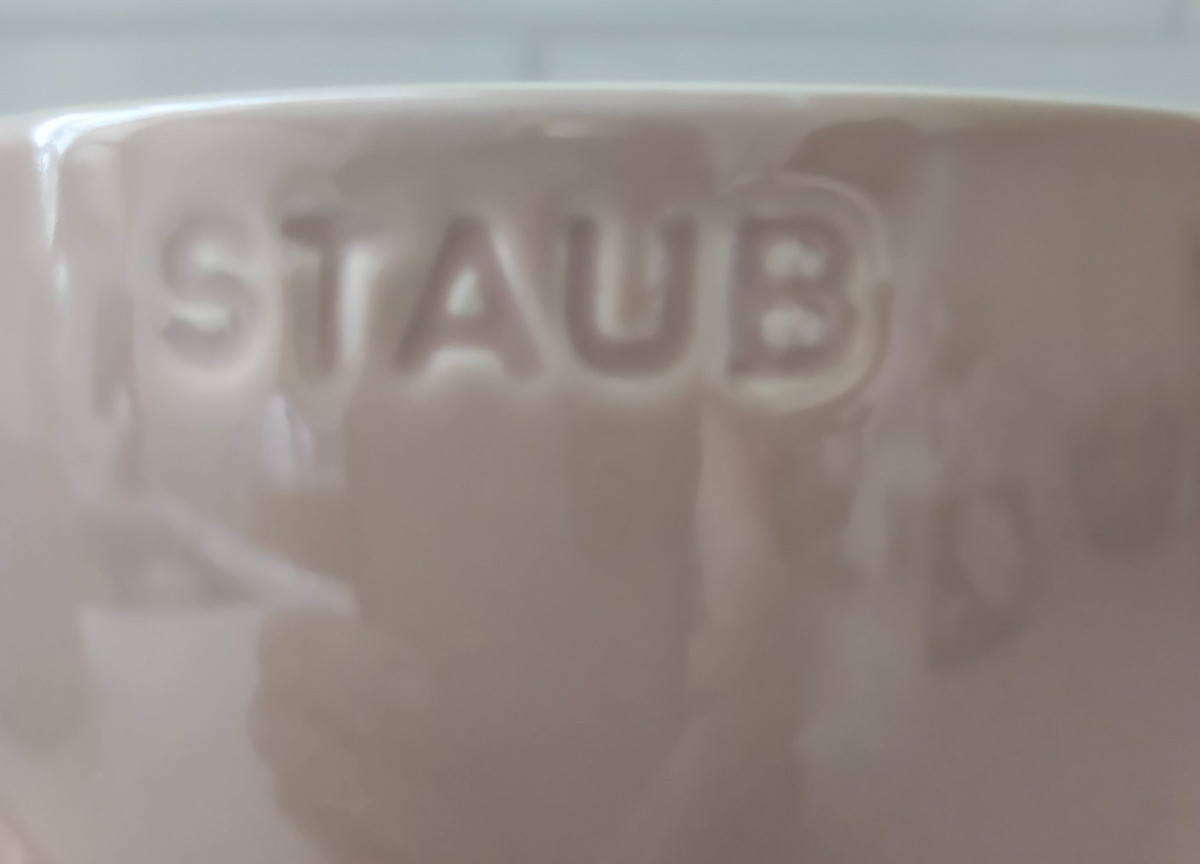 Pair of Staub Light Pink Ceramic Mugs 17 oz Stackable