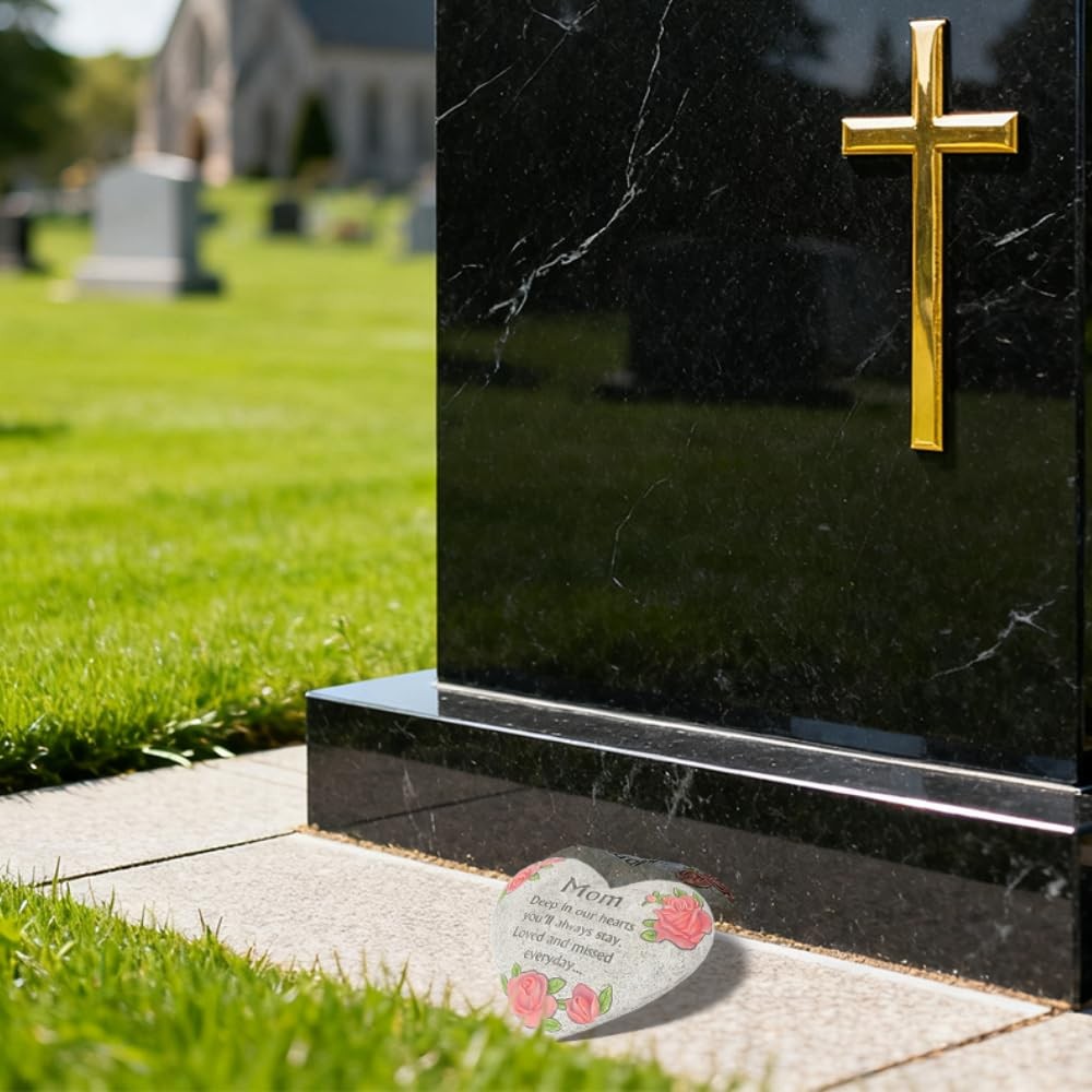 Heart Memorial Stone for Mom, Memorial Garden Stone-in Memory of Loved Gifts,…