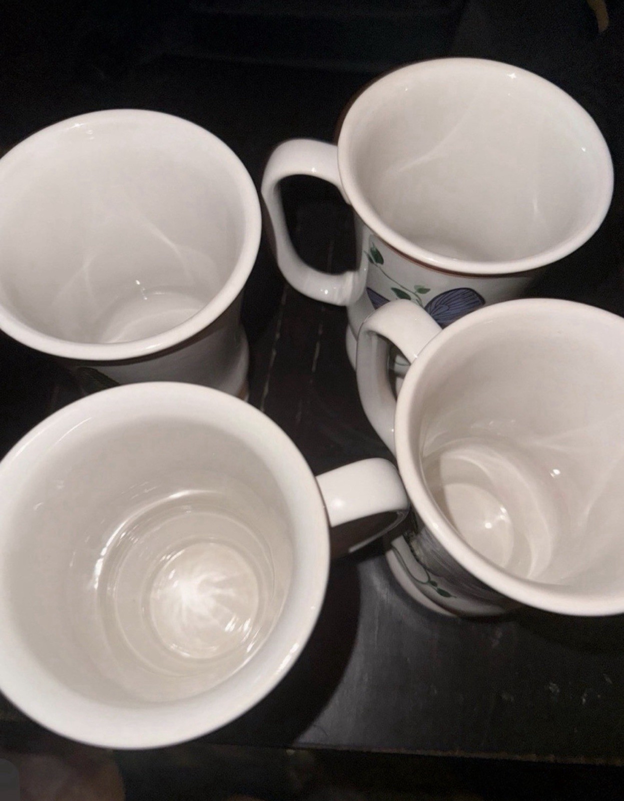 B.I.A. Ceramic Pedestal Mugs 12 fl oz White Butterfly Design Set of 4