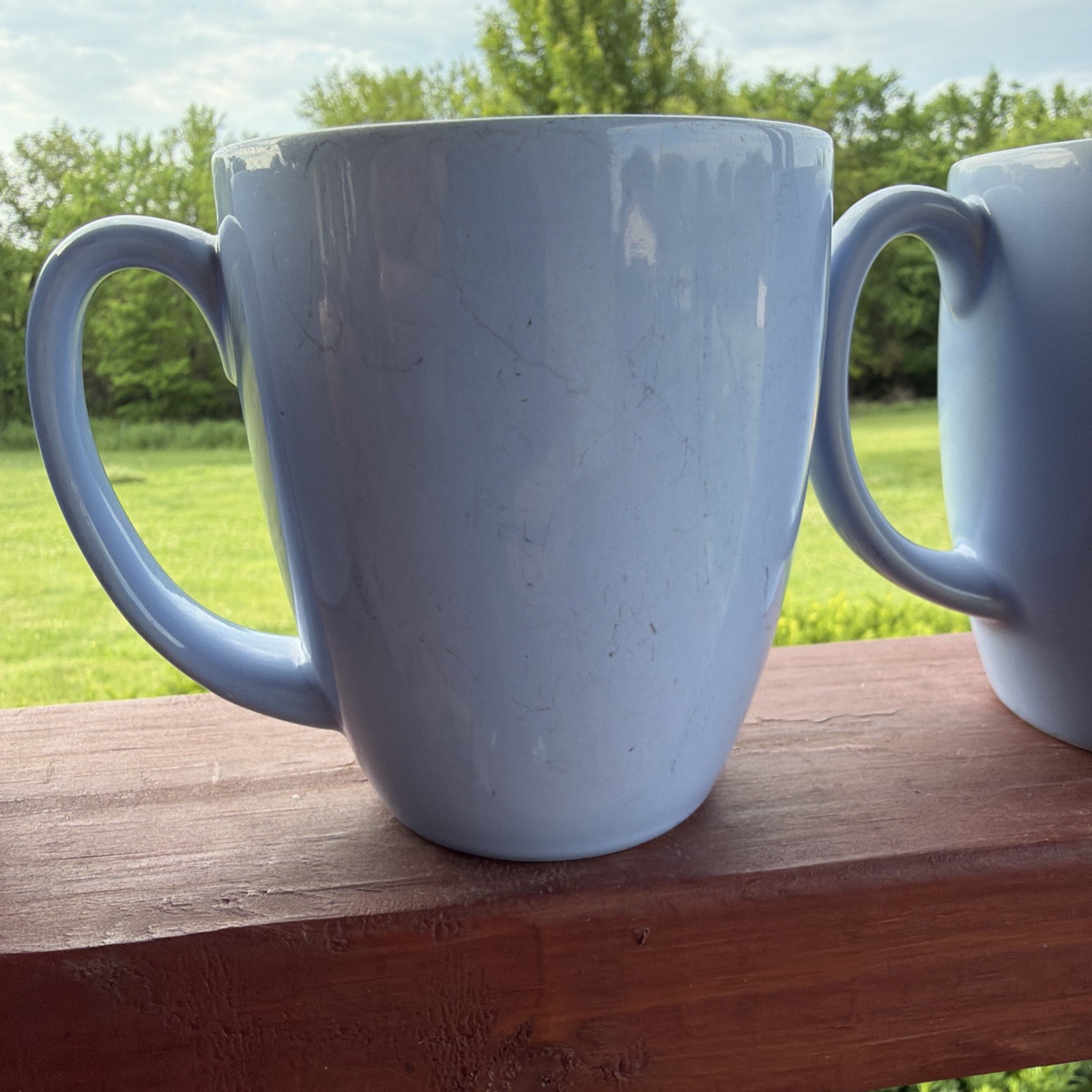 Corelle Stoneware Blue Coffee Mug Set Solid Color Round 3-Piece