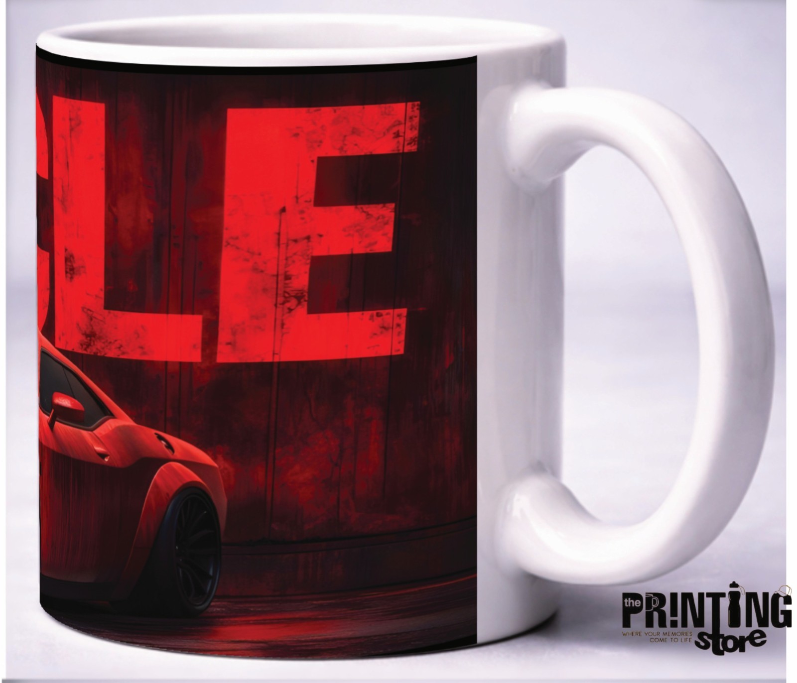 Muscle Car Coffee Mug Red Sports Car Design Ceramic Mug Gift for Car Lovers 11oz