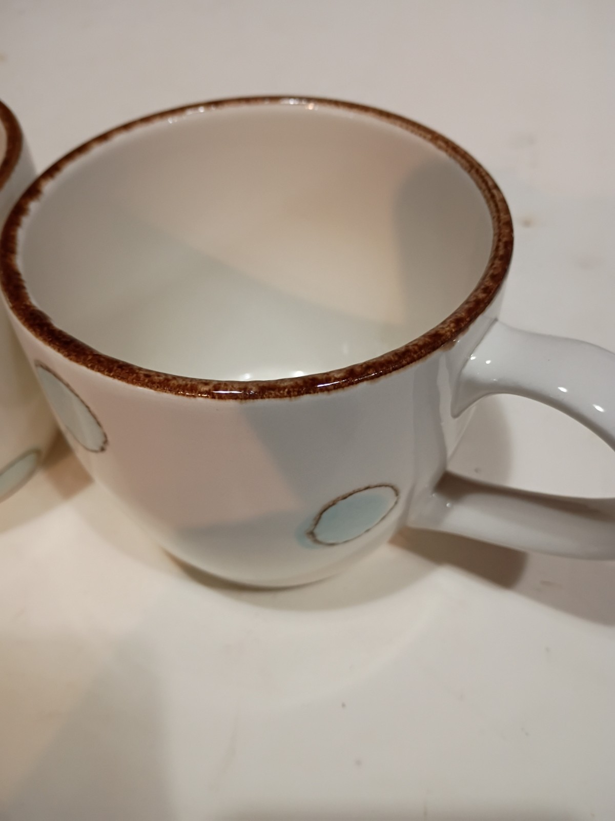 Coffee Mugs Set 2 White With Dots.