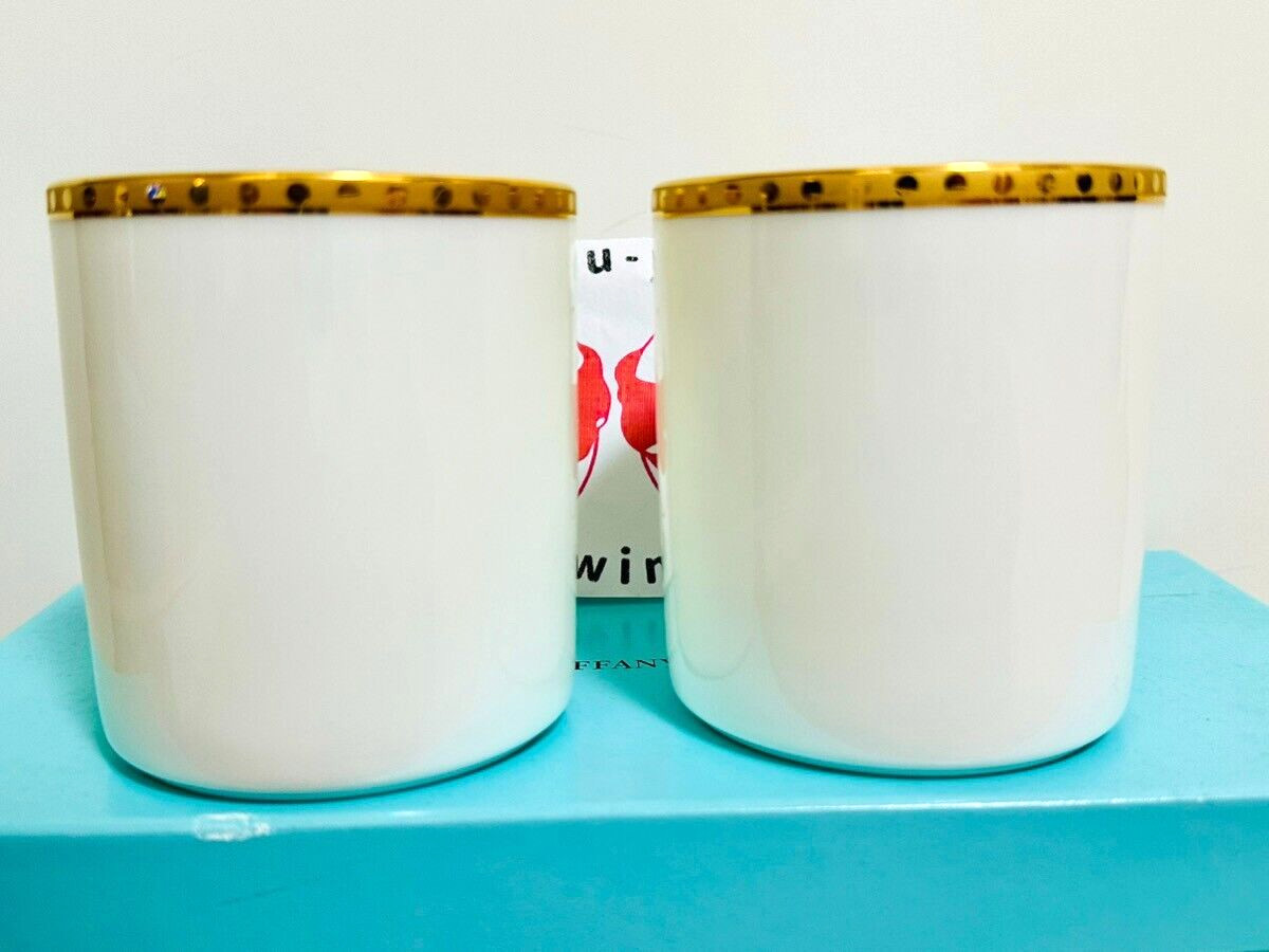 Tiffany & Co. Gold Band White Mug Cup 2 Pieces Pair Set Made In Japan