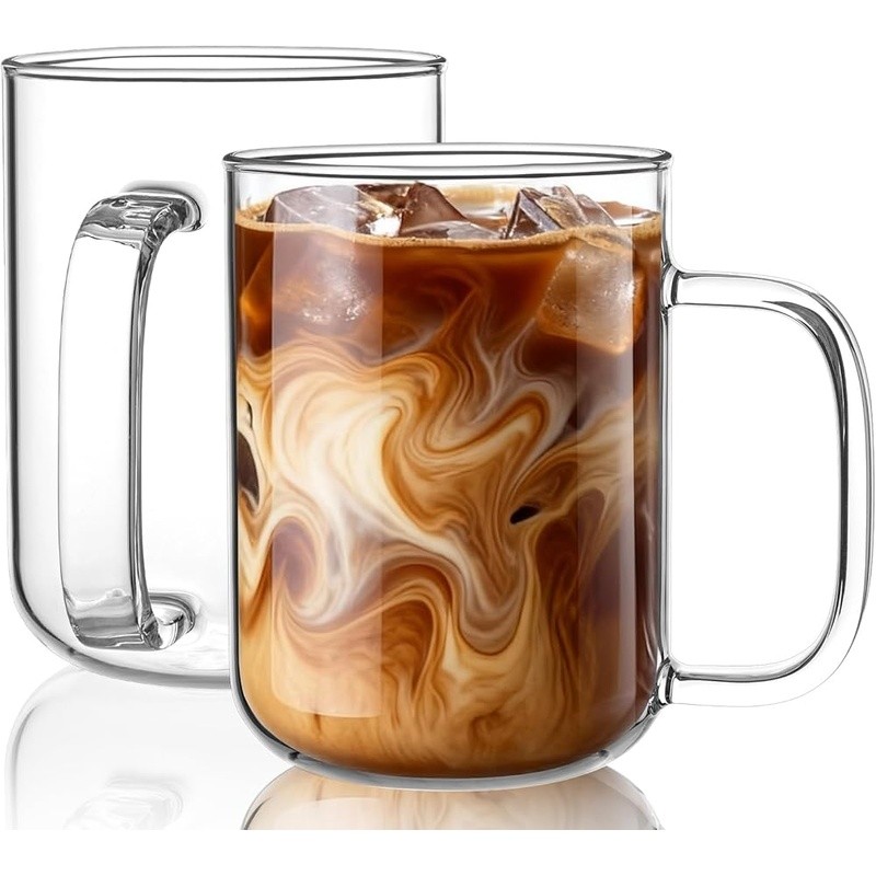 Borosilicate Glass Coffee Mugs Lightweight Dishwasher Safe Hot Cold Drink Cups