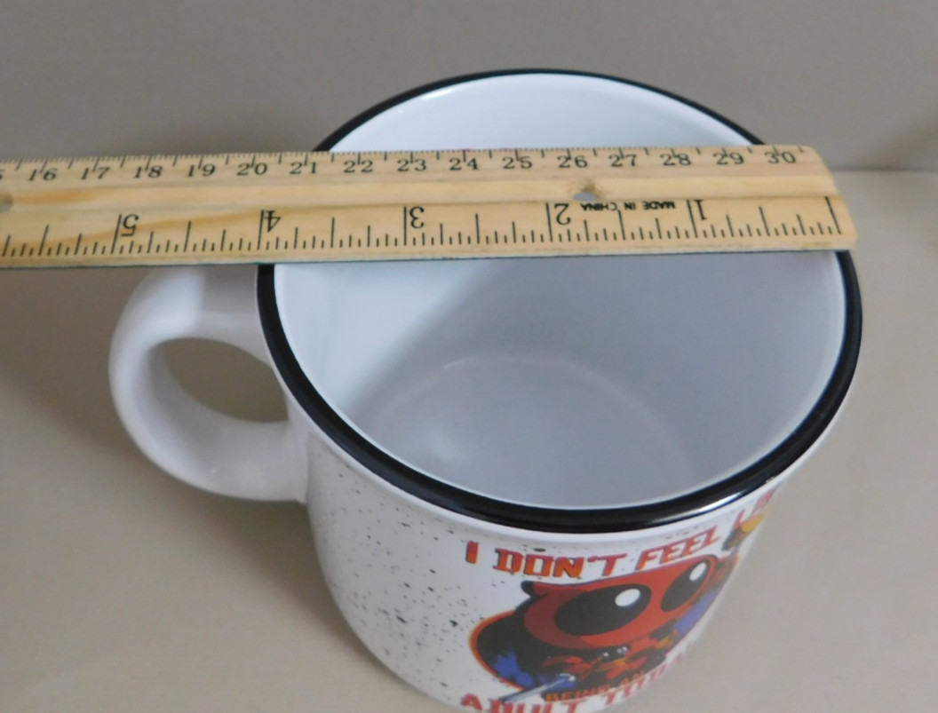 Marvel Deadpool “Don’t Feel Like Being An Adult” Coffee Cup Mug Soup Chili EUC