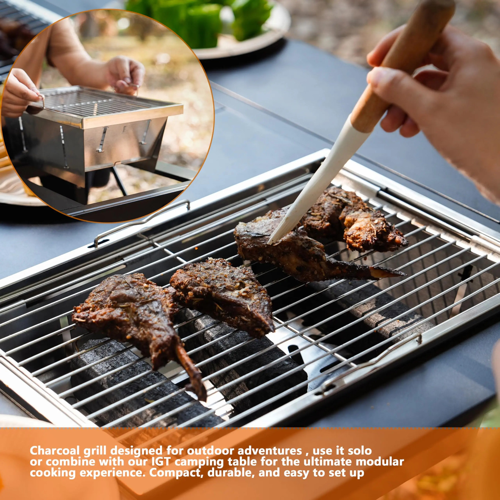 304 IGT 1Unit Grill Stainless Steel Outdoor Camping Picnic Tourist Tabletop Cook