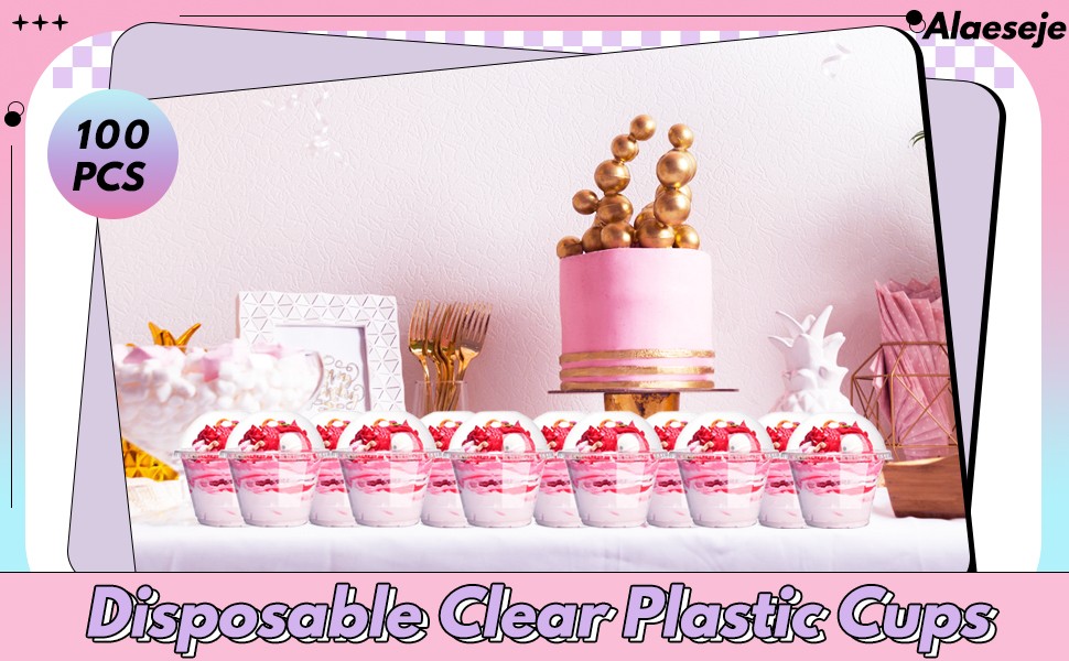 Disposable Clear Plastic Cups with Dome Lids, PET Dessert Cups, Disposable Snack