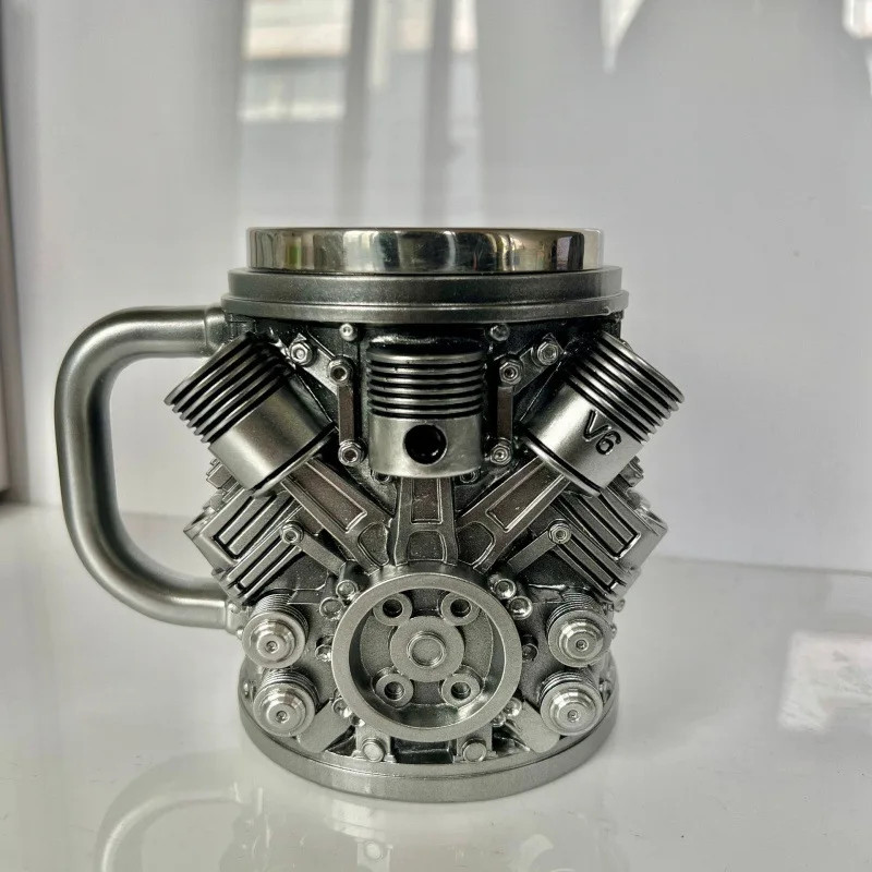 Stainless Steel Cup V8 & V6, V6 V8 Engines Design Mug, Durable & Stylish Rust-P