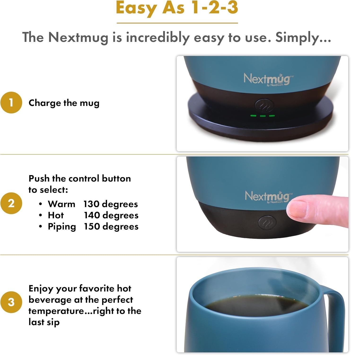 Elegant Slate Blue Temperature-Controlled Coffee Mug – Hot Drinks Anywhere