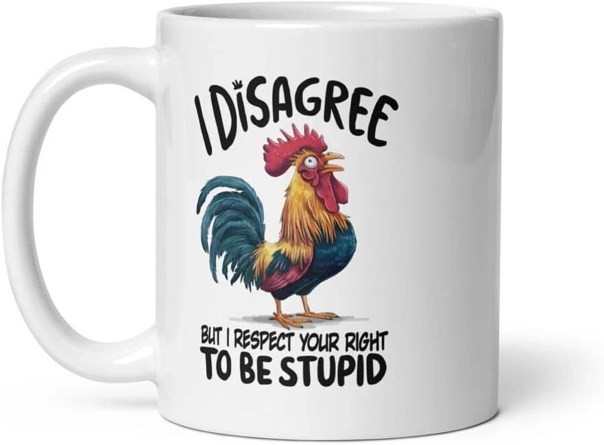 Funny 11oz Coffee Mug – I Disagree But I Respect Your Right To Be Stupid Cup