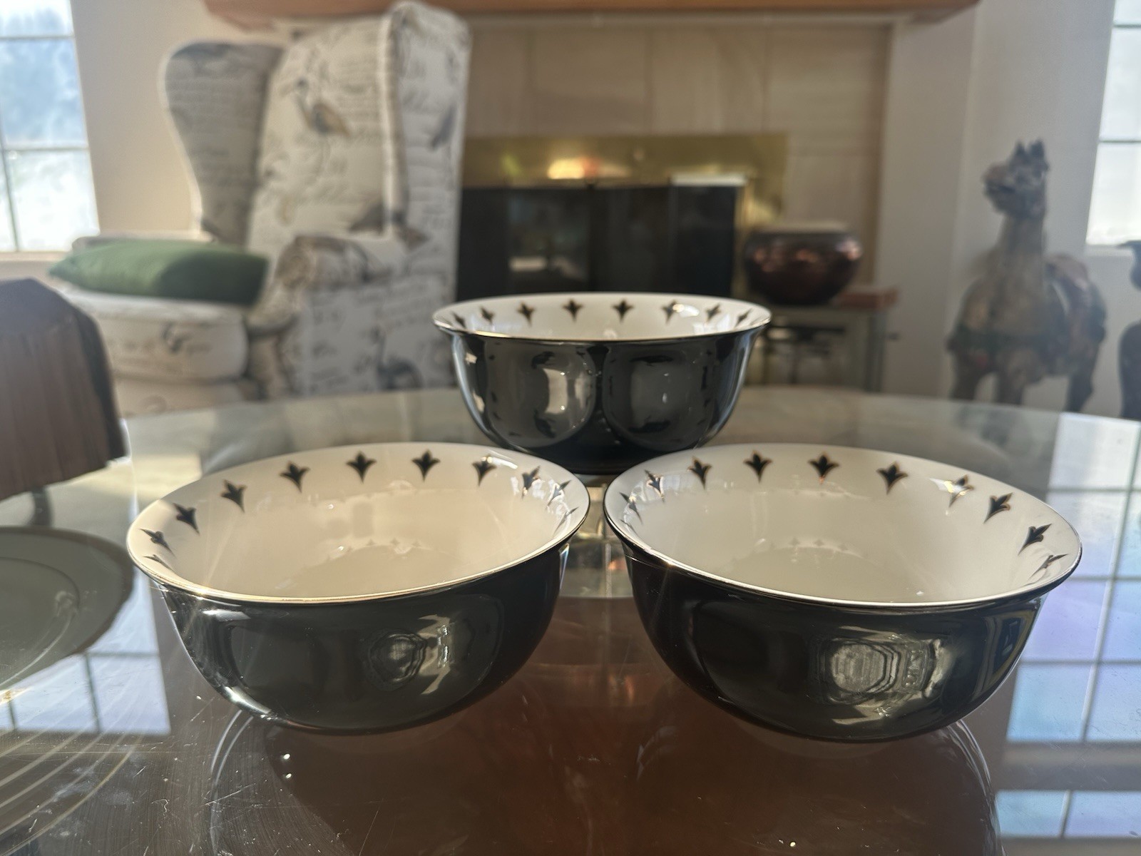 NEW Halloween Potters Studio Black Crow Bird Soup, Cereal, Snack Bowl Set of 3