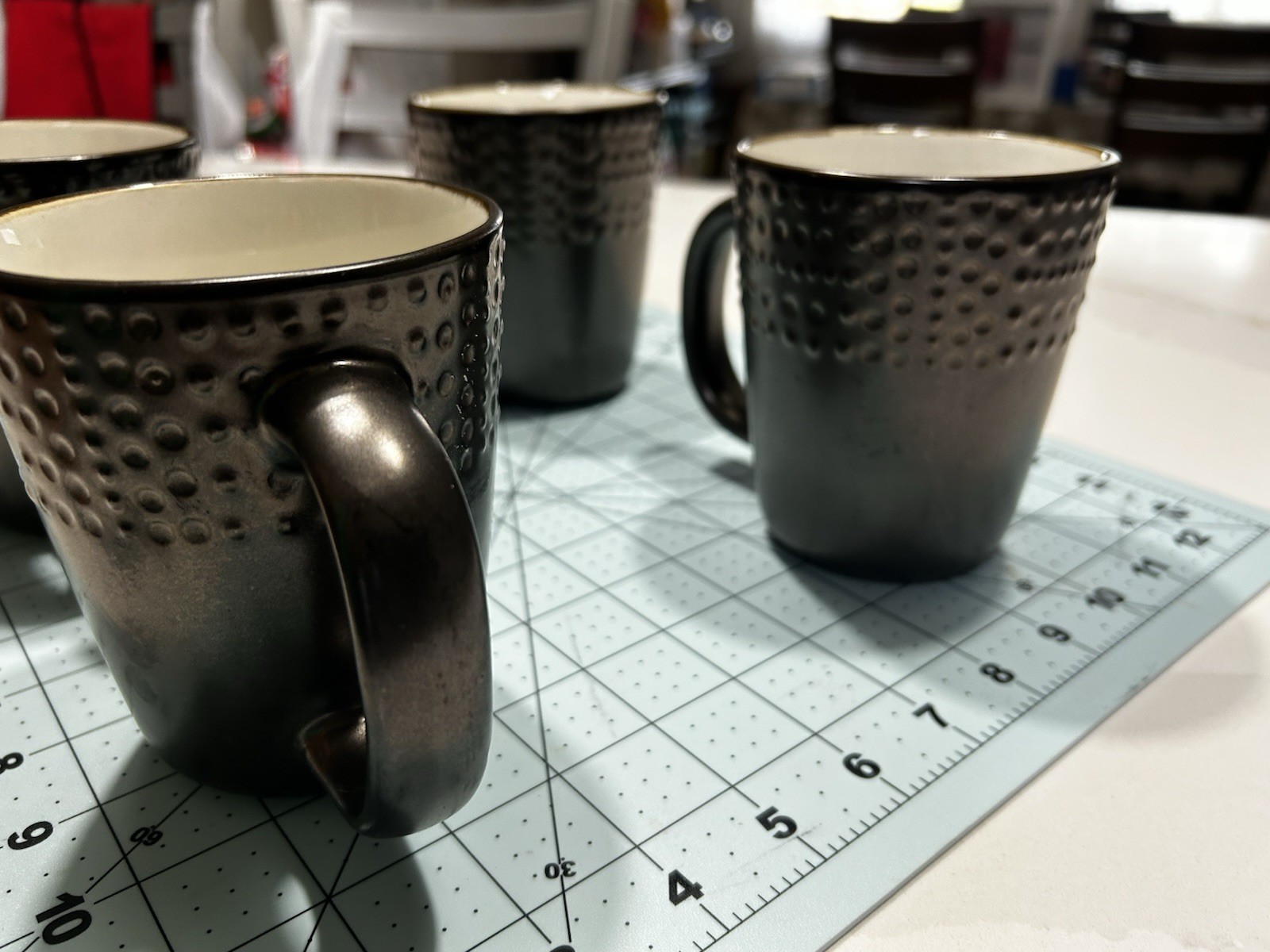 Gourmet Basics Metropolitan Dotted Coffee Mugs Set of 4 16oz Black/White