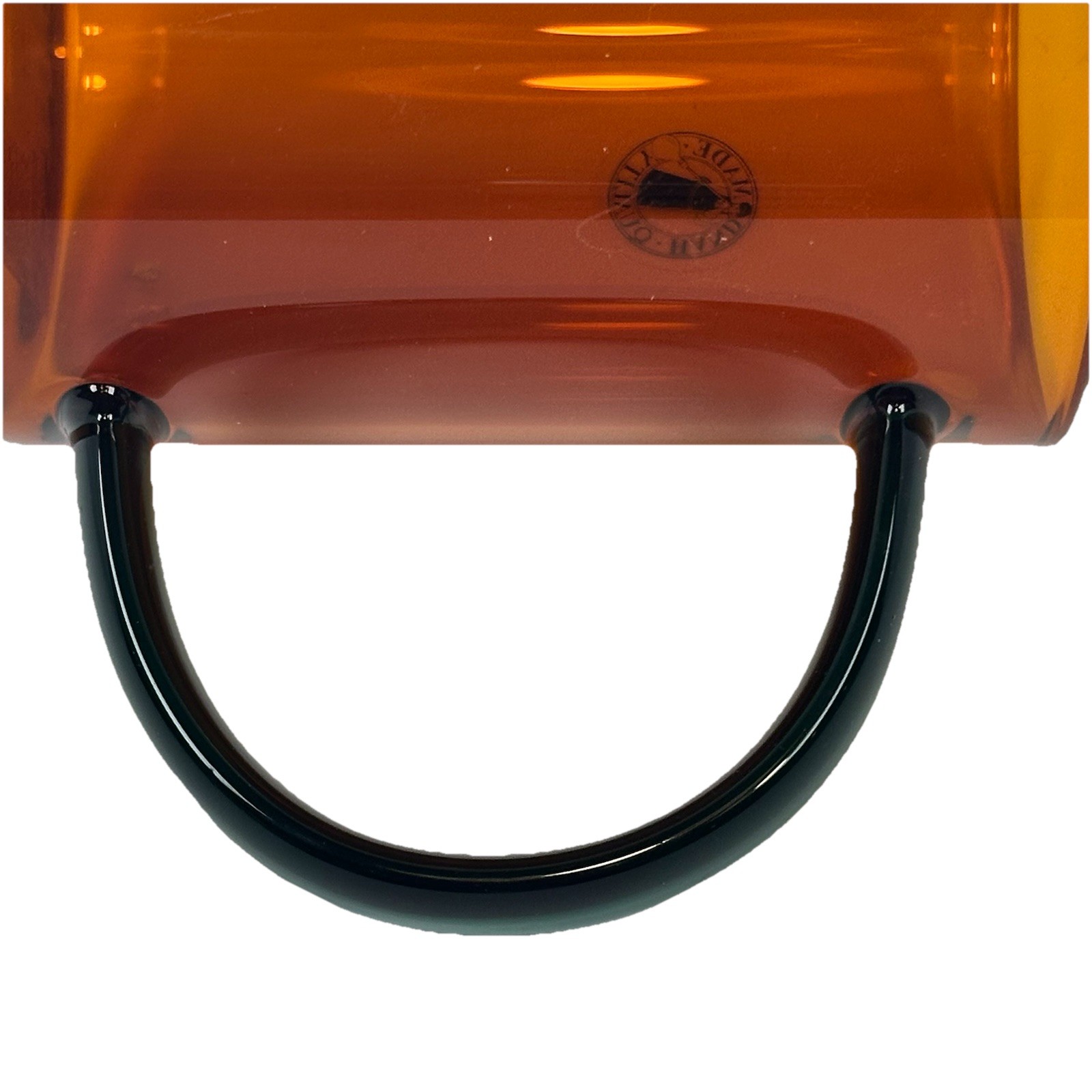 IKEA Amber Glass Mug Green Handle Scandinavian Modern Coffee Tea Cup 30594716