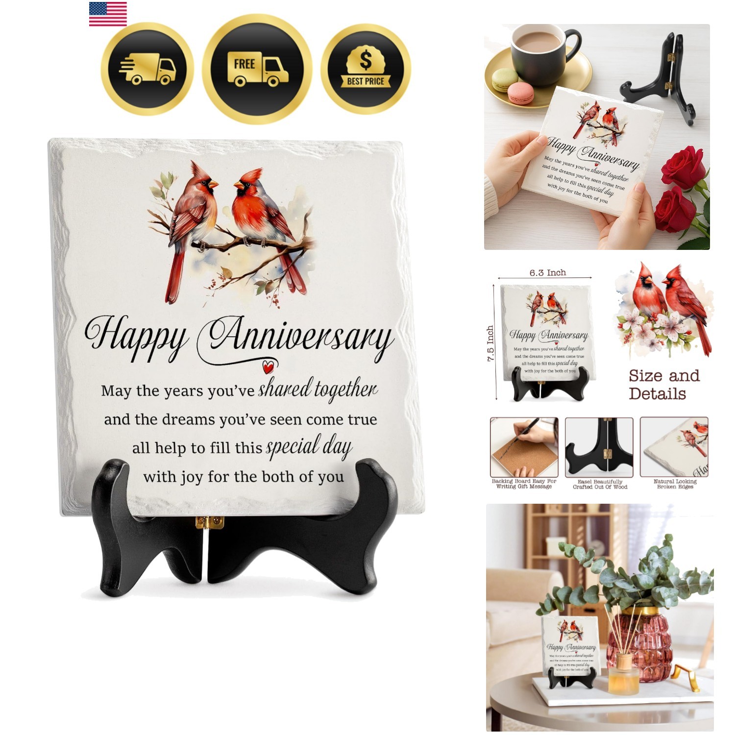 Anniversary Gift Ceramic Plaque Couples Romantic Wedding Keepsake Decor