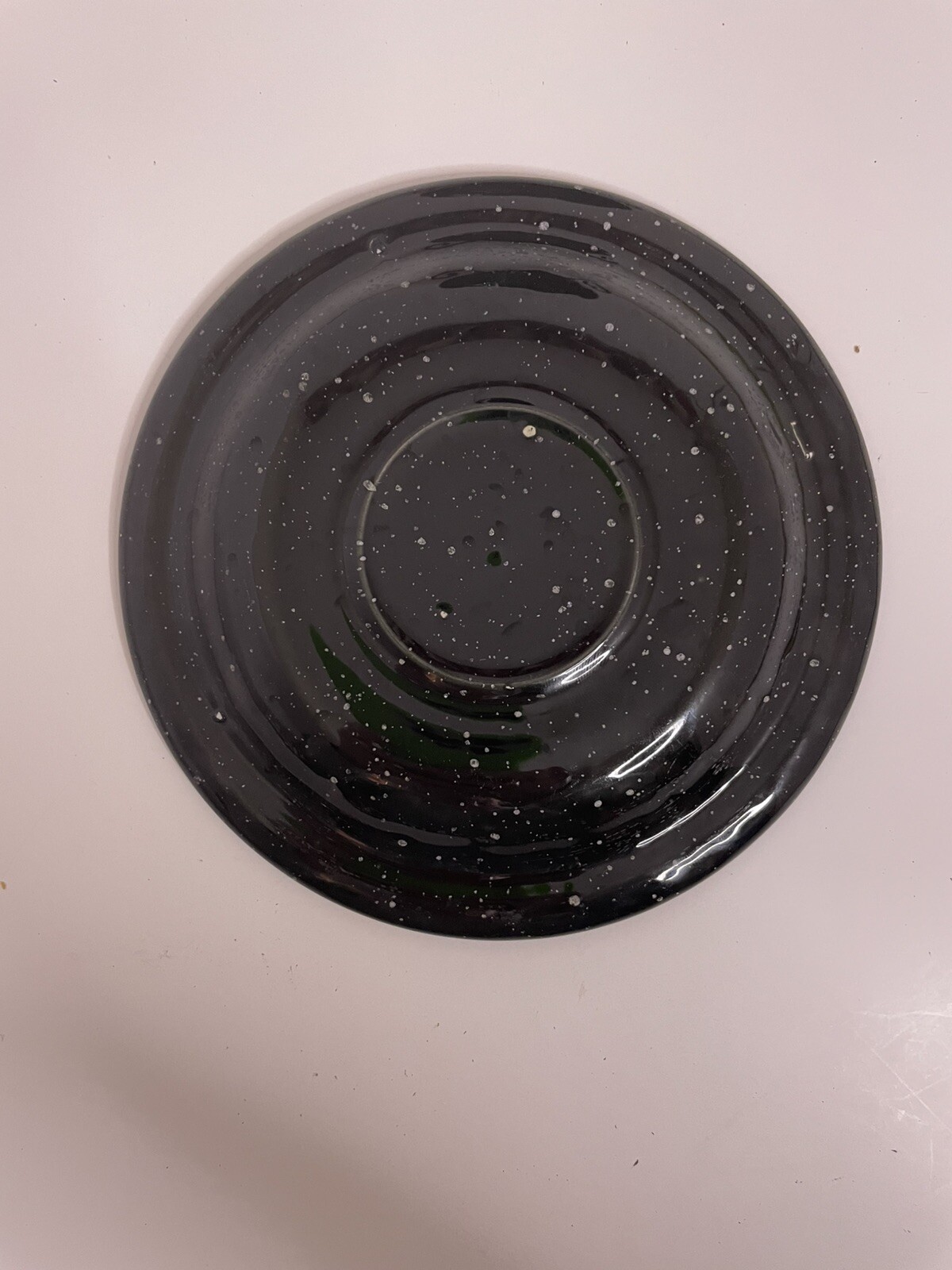 Black Speckled Saucers Ceramic 1 set of 2 Brand unknown. READ