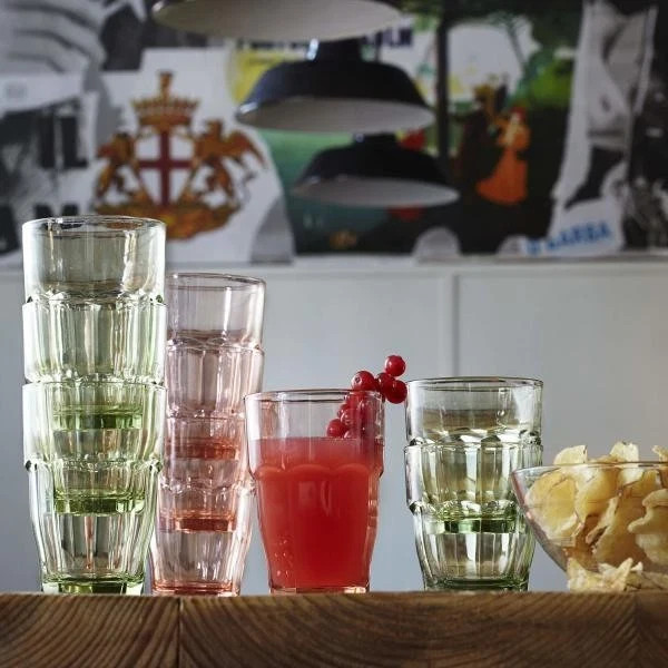 Bormioli Rocco Rock Bar Stackable 12.5 oz Beverage Drinking Glasses Set Of 6