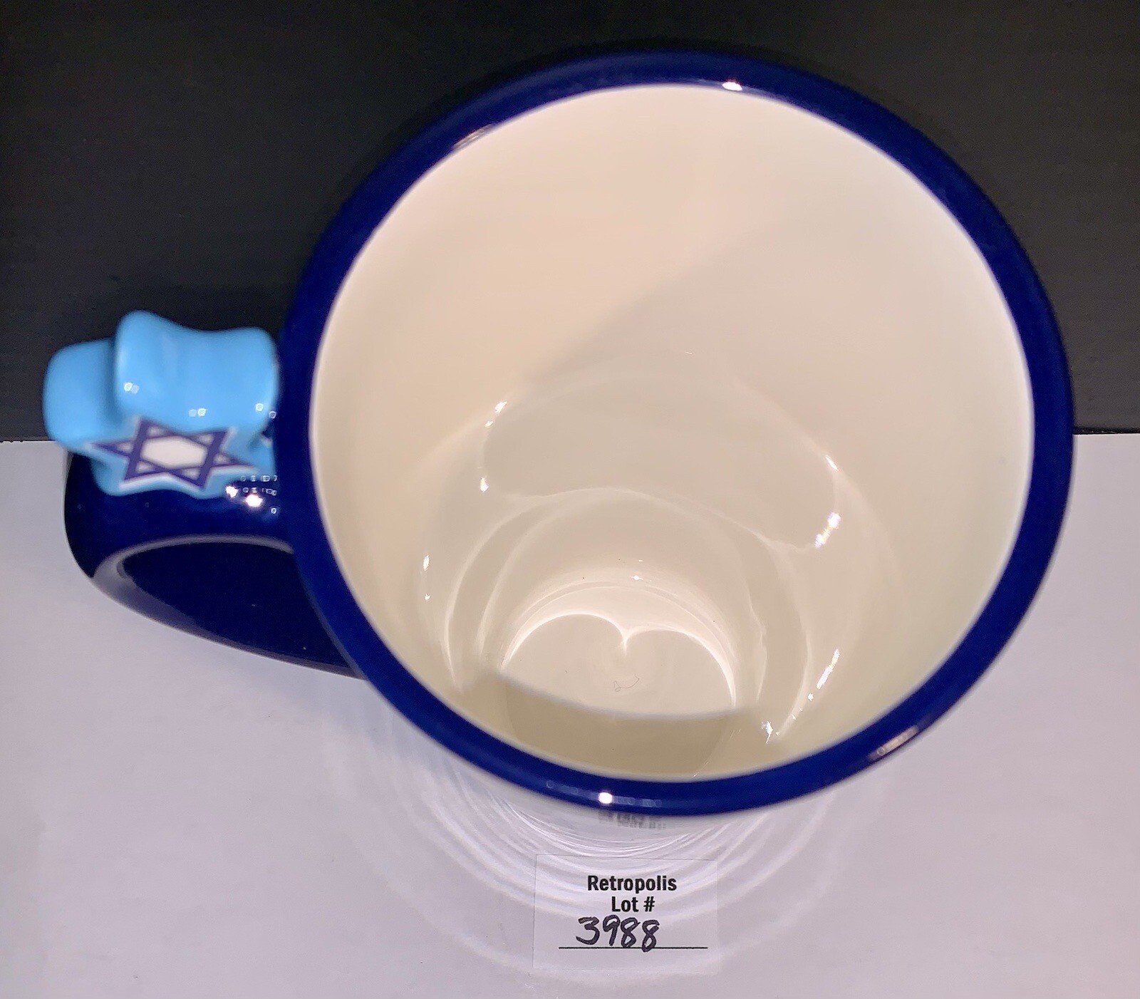 Happy Hanukkah Menorah & Star of David Ceramic Blue Coffee CUP Mug