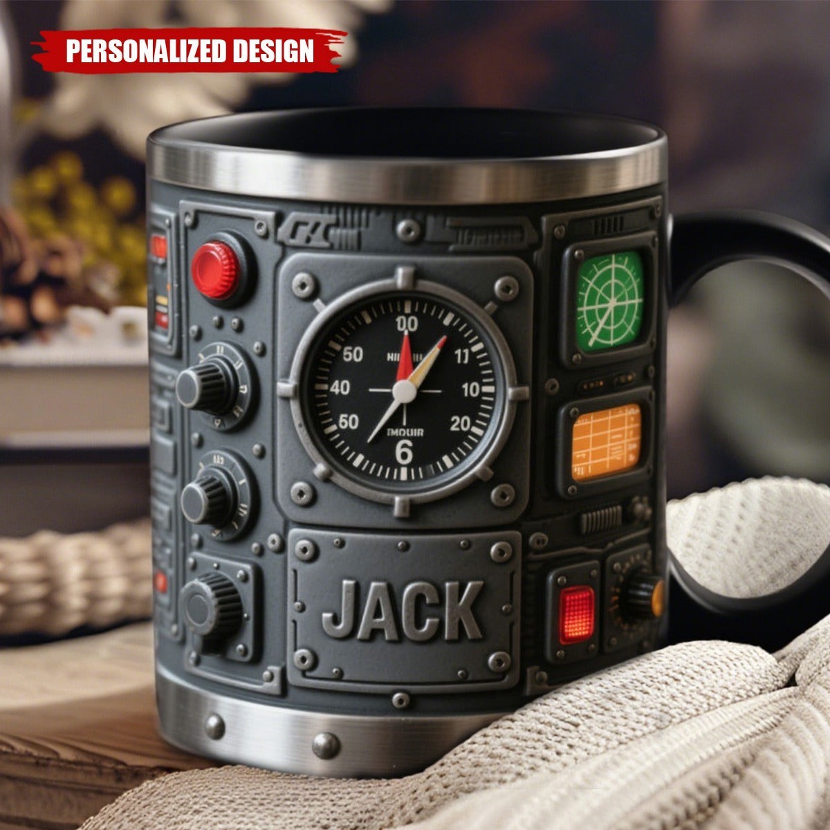 Personalized Aircraft Dashboard Theme Mug, Aircraft Cup, Gifts Dad Husband