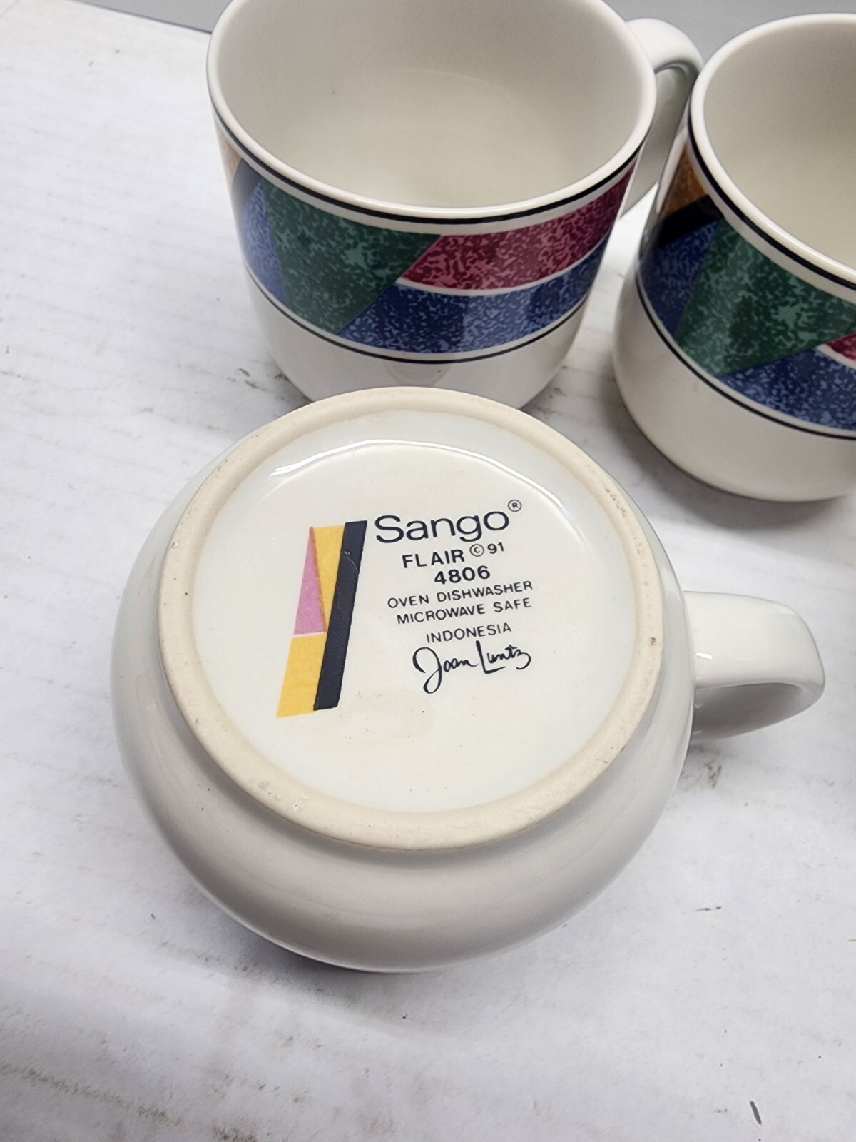Sango Flair 91 Multi Color Decorative Mug Cup – 3″ Tall 3.25″ Wide 4pc Set