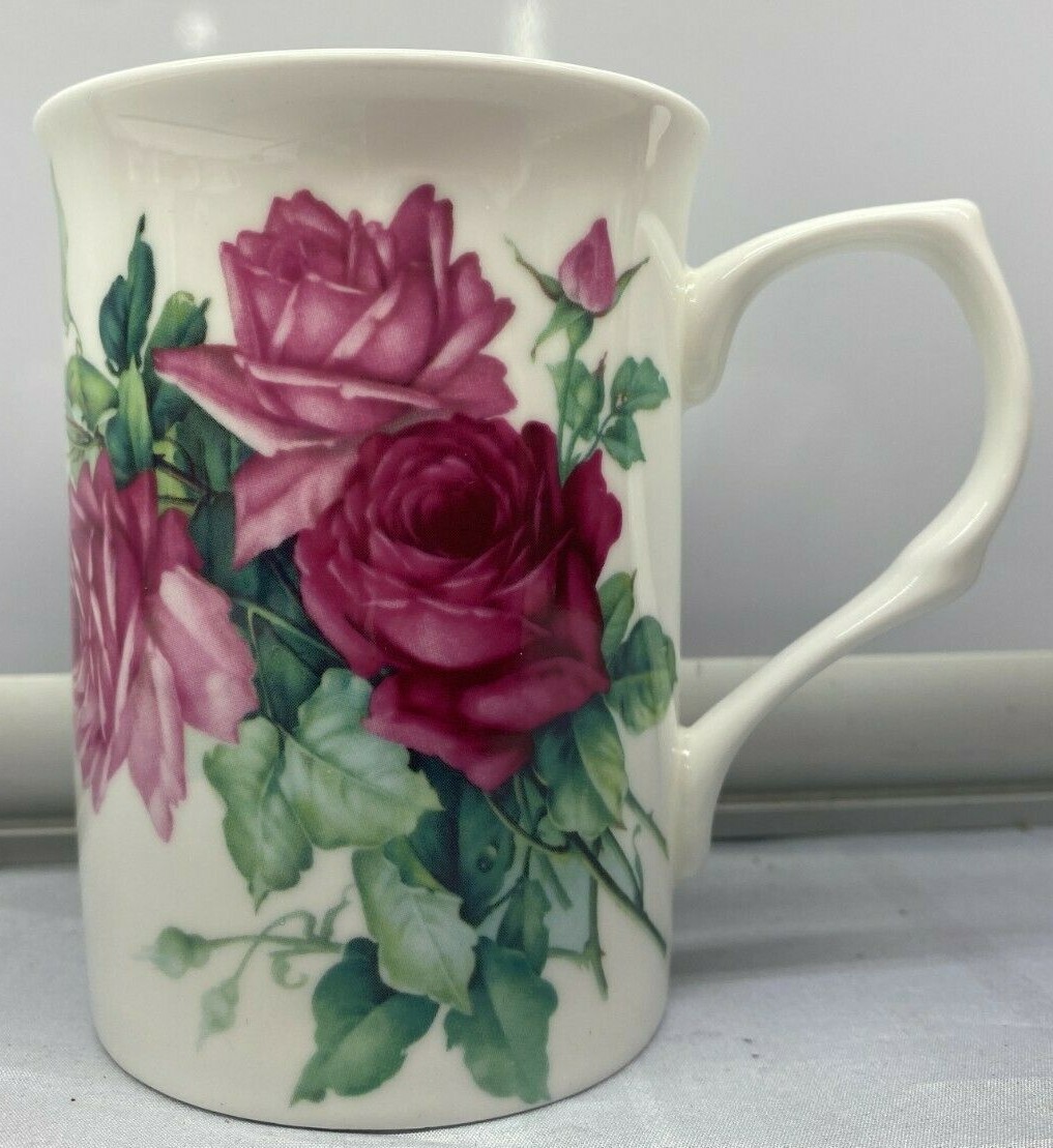 Pink Roses Flowers Floral Stechcol Cup Mug New 10 oz 4 ” High