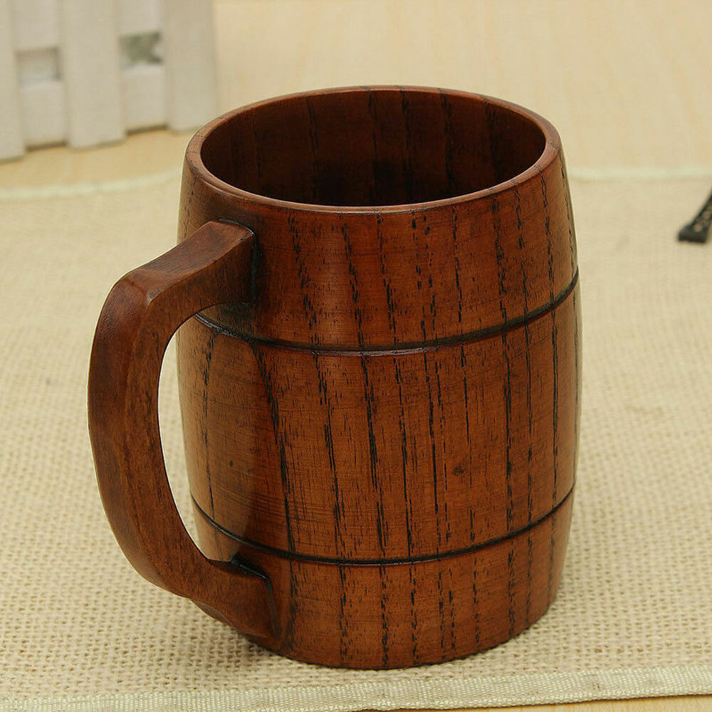 Vintage Handmade RARE Natural Wooden Cup Wood Mug Juice Beer Water Drinking