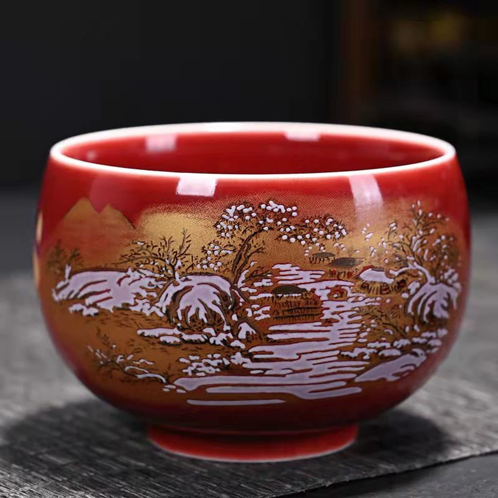 MQjzsh Four-piece set of Chinese Japanese tea cups exquisite patterns matcha …