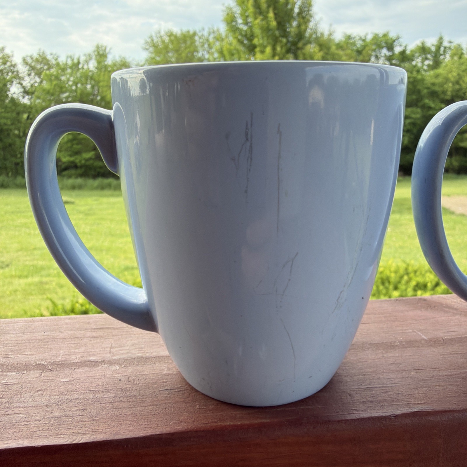 Corelle Stoneware Blue Coffee Mug Set Solid Color Round 3-Piece