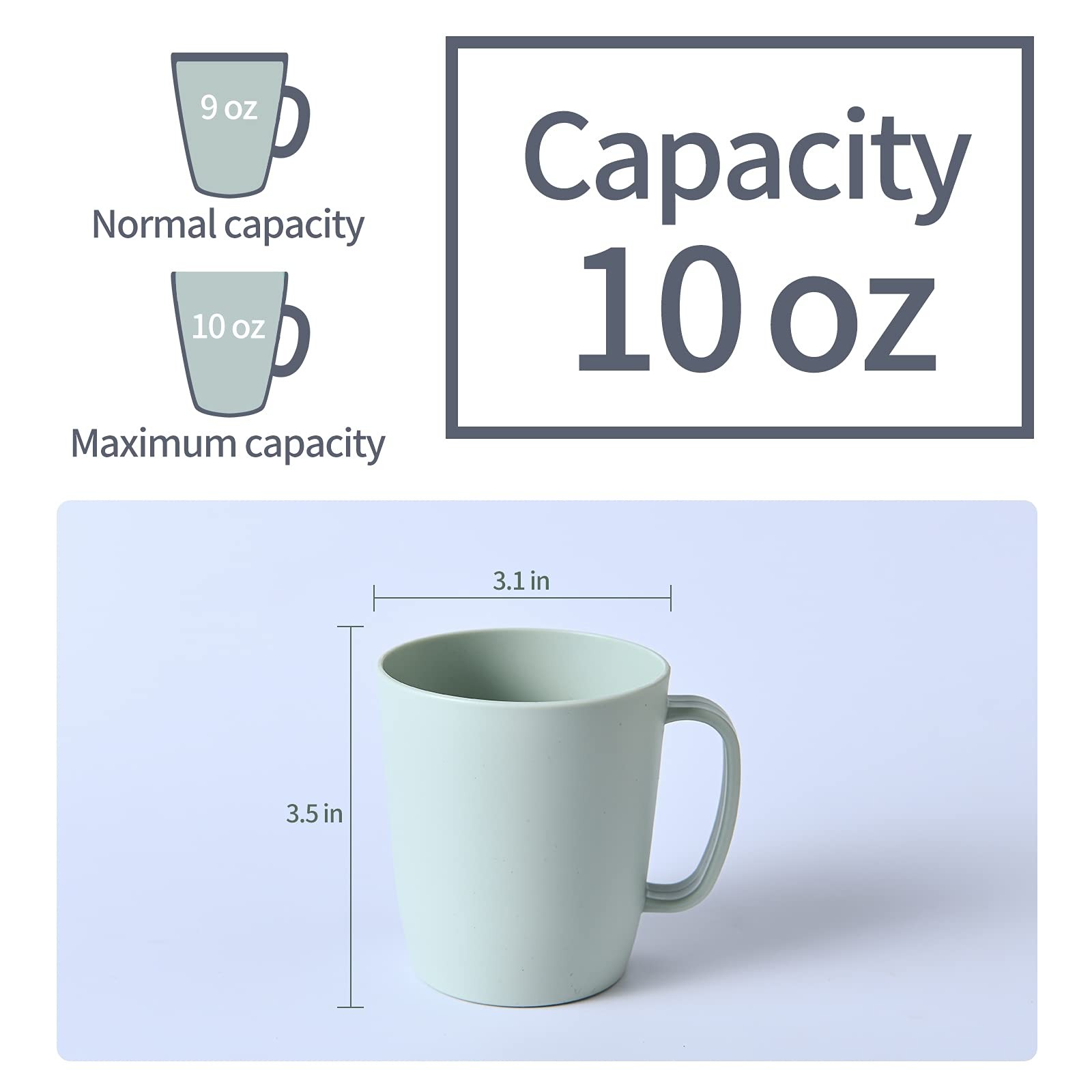 Coffee Mugs Set of 5 Plastic Coffee Cups Set 10 Ounce Unbreakable Coffee