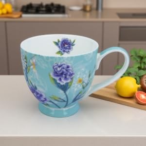 16oz Floral Bone China Mug for Tea & Coffee Lovers Elegant Mugs Daily Use |