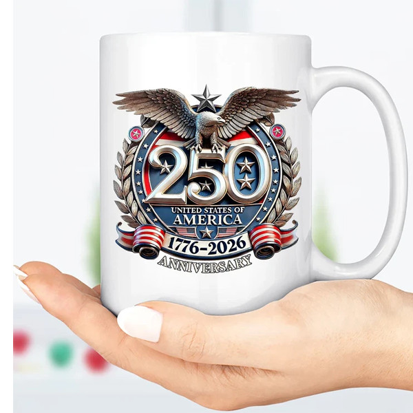 America 250 Years Semiquincentennial Mug, Patriotic USA 1776–2026 Coffee Mug