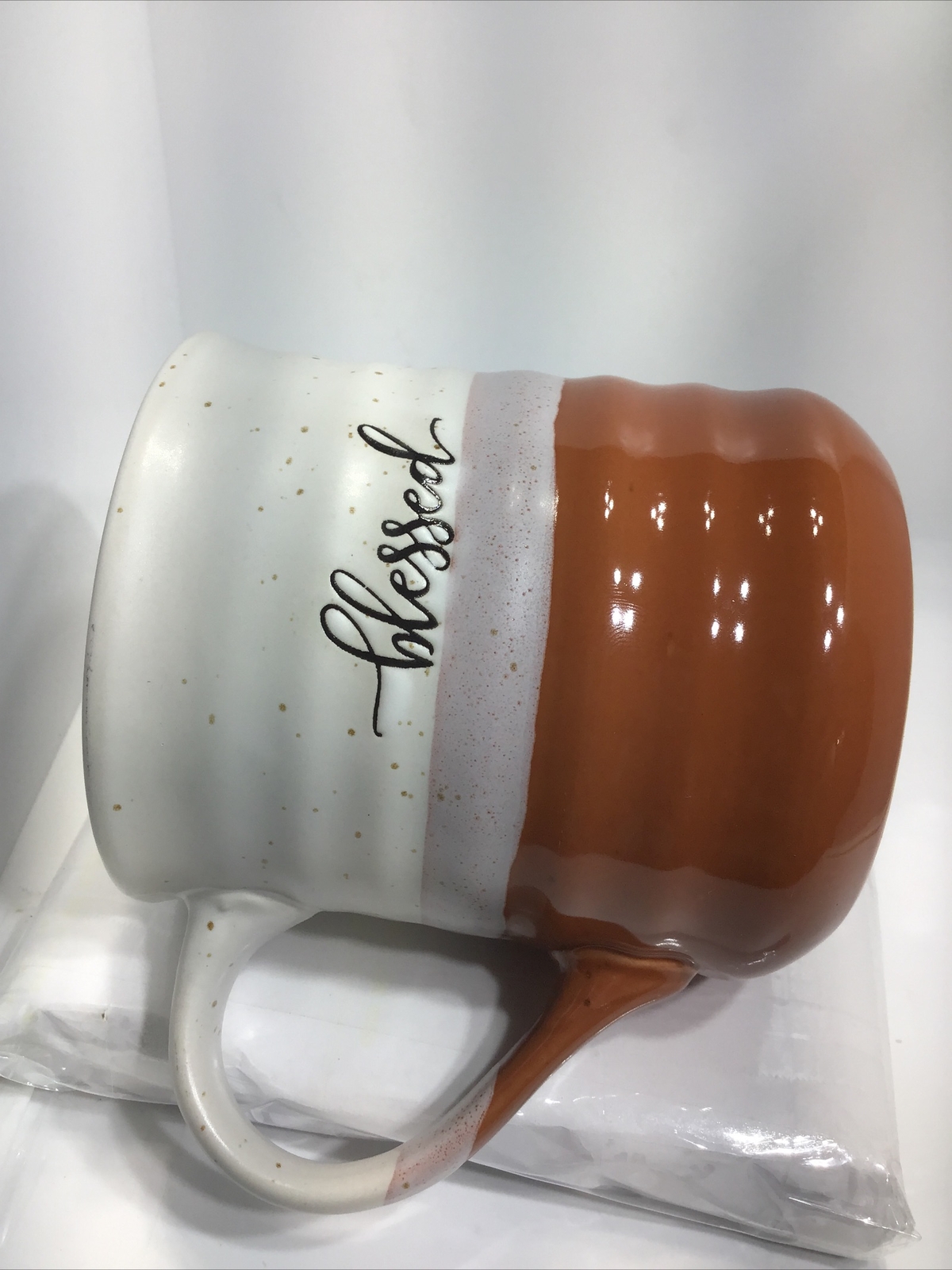 BLESSED COFFEE MUG. EMBOSSED BLESSED COFFEE MUG. Art Deco Mug. B234