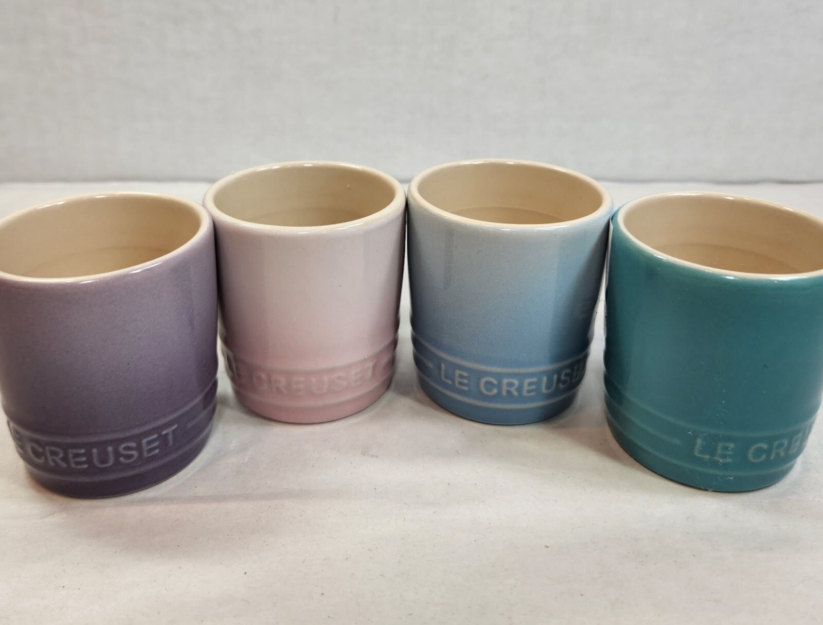 Le Creuset Set of 4 Signature Petite Tasse Pastel Tasting Cups 2 oz NWT