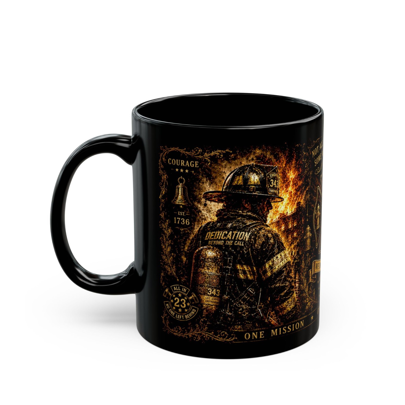 Firefighter Coffee Mug #1 – Fireman Gift, Fire Rescue Black Ceramic Cup