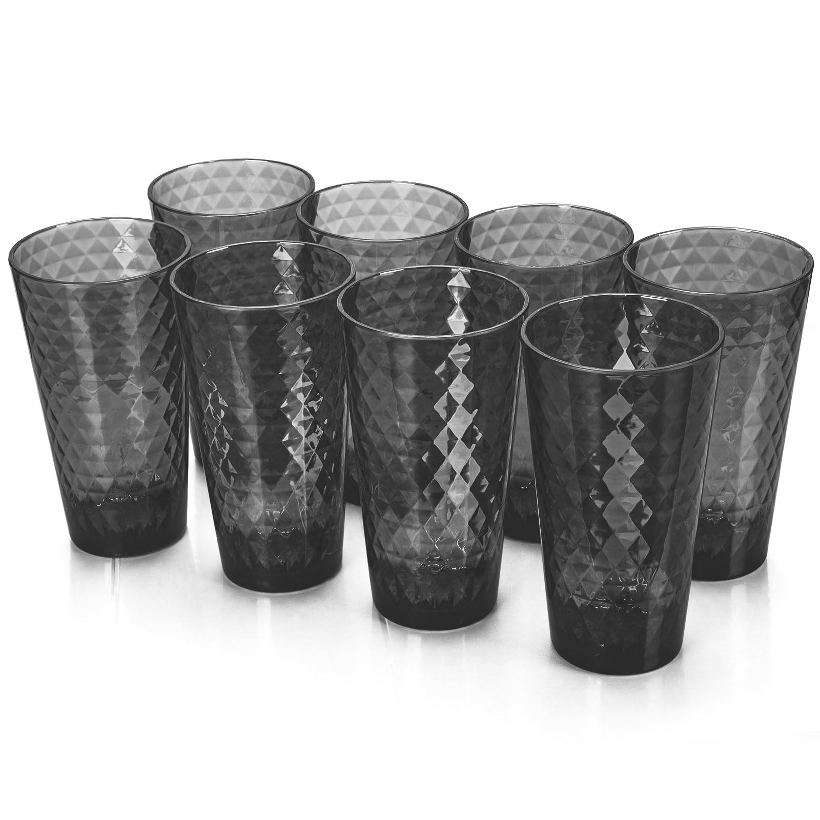 BPA-Free Plastic Tumblers 8 Pack (8x22oz) | Reusable Dishwasher Safe | Stacka…