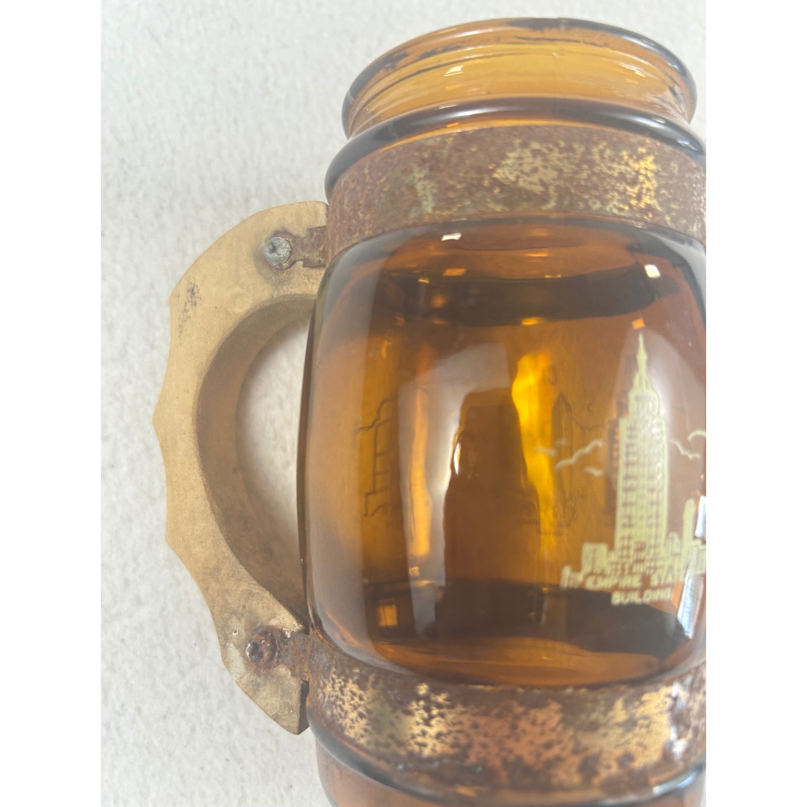 Unbranded Glass Mug Unisex OS Amber Vintage NYC World Trade Center Twin Towers