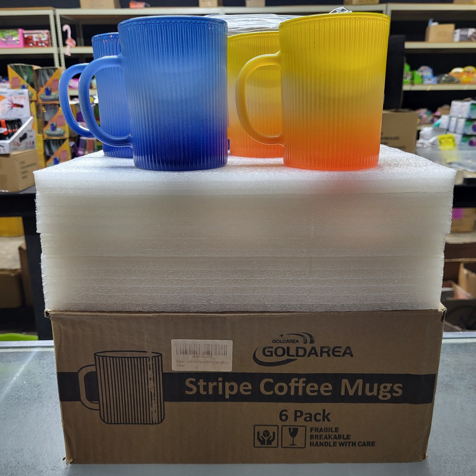 Goldarea Set Of 6pcs Coffee Mugs Colour Change Blue/ Yellow 11oz New Set!